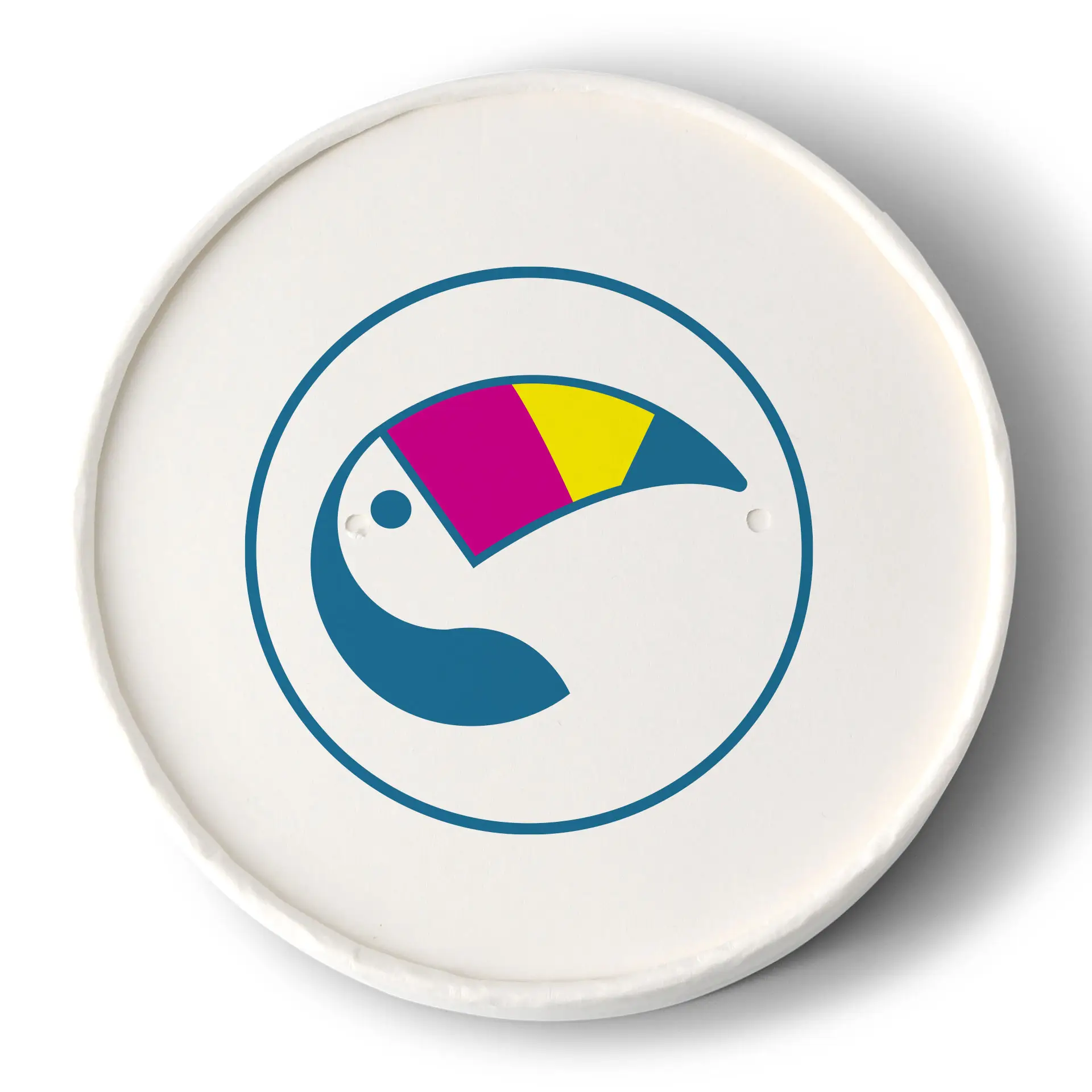 Bedrukte membraandeksels voor soepbekers, ⌀ 115 mm, wit, PLA-gecoate