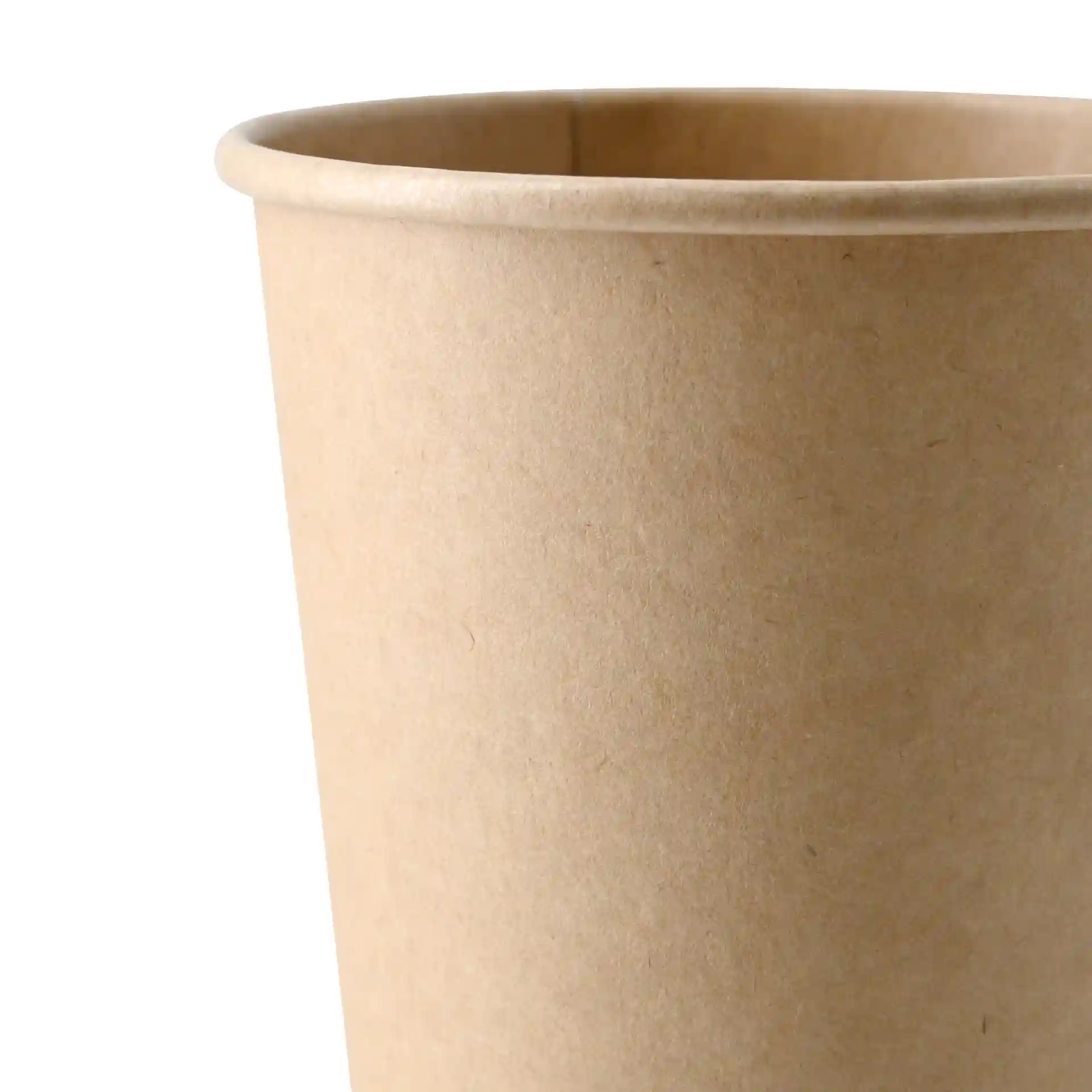Bruine papieren beker met enkele wand, 400 ml capaciteit en een diameter van 90 mm.