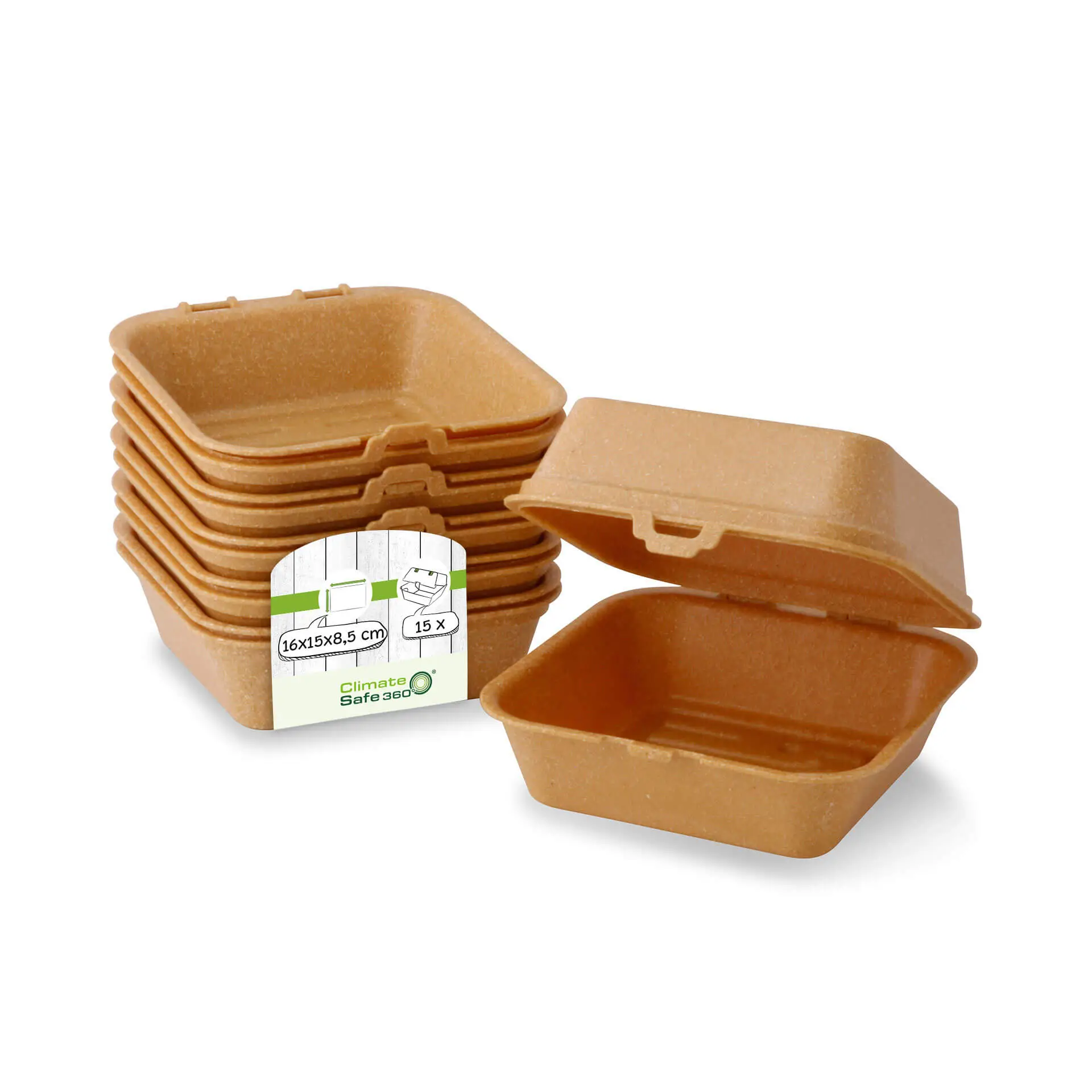 Herbruikbare burger-boxen "merways Box" 16 x 15 x 8,5 cm, karamel / bruin Herbruikbare burger-boxen "merways Box" 16 x 15 x 8,5 cm, karamel / bruin