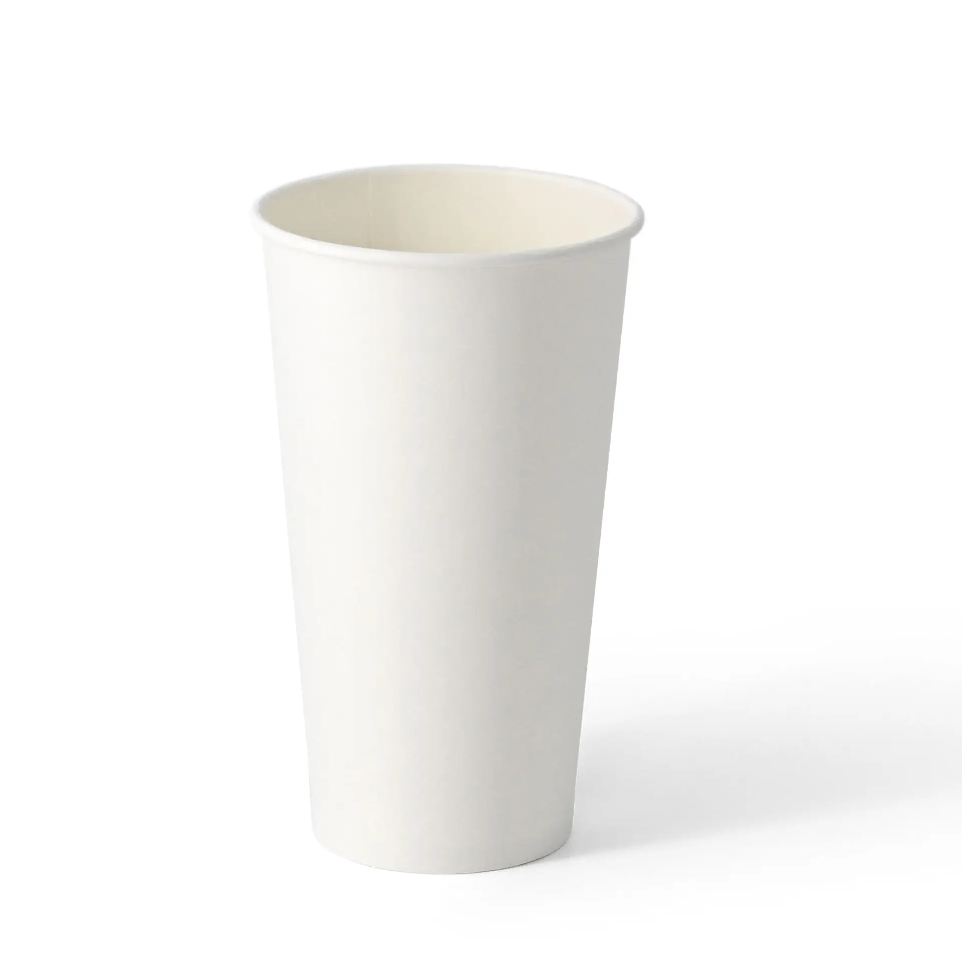 Witte enkelwandige papieren beker, 500 ml, PLA-gecoat, geschikt voor warme en koude dranken.
