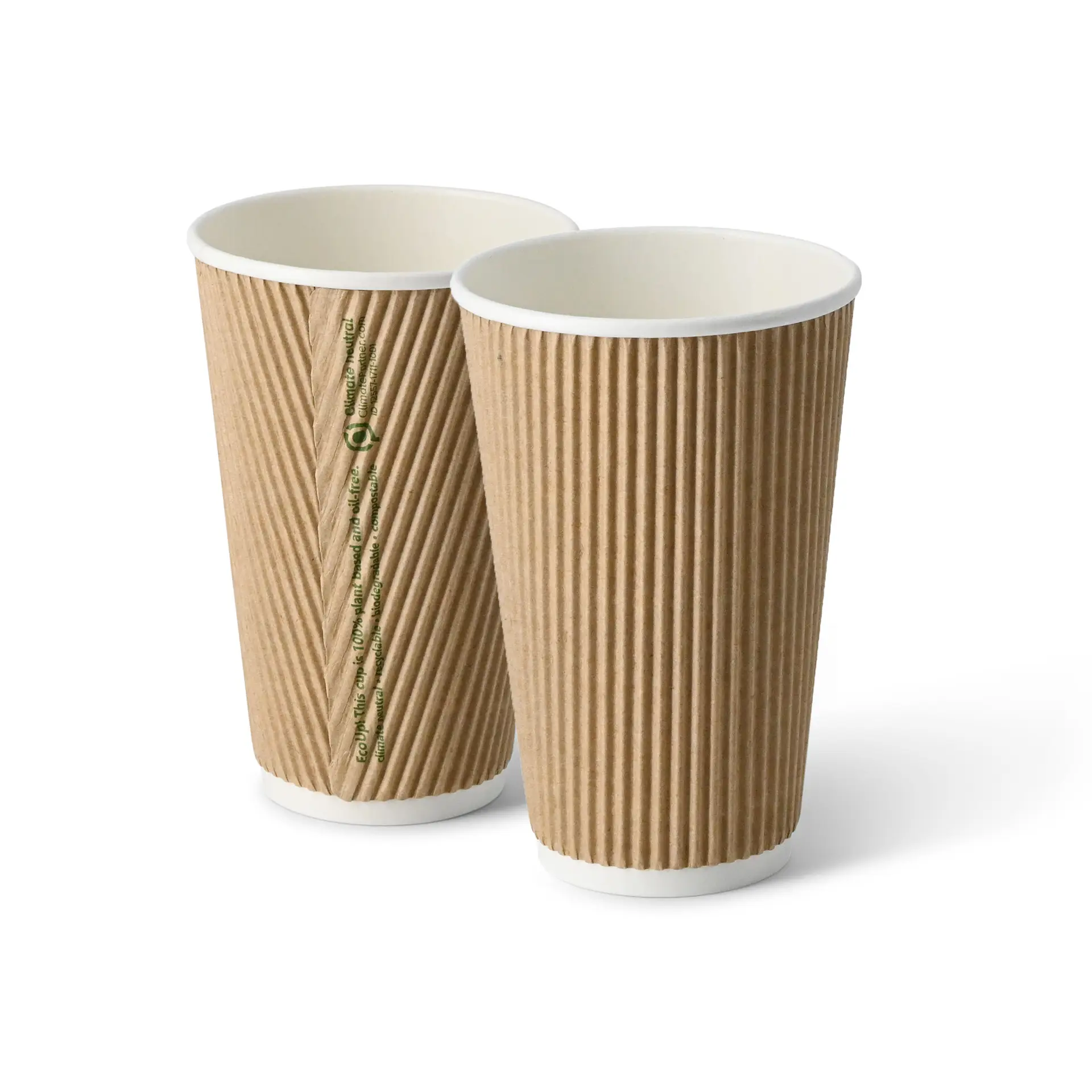 Ribbelbeker / Koffiebeker to go 400 ml/ 16 oz, Ø 90 mm, kraft