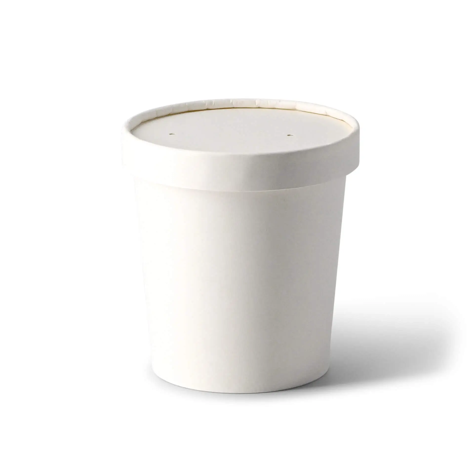 Witte kartonnen container met deksel, 100 mm in diameter en 17 mm hoog.