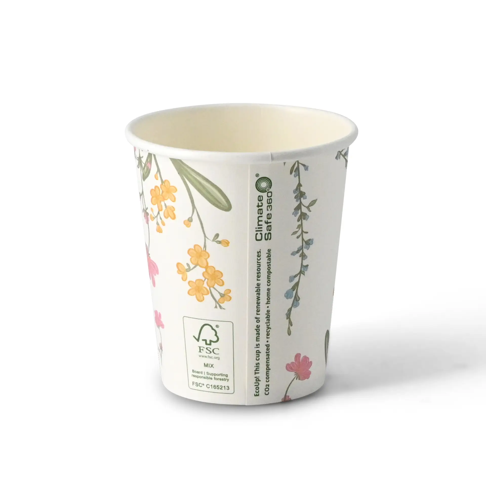Bedrukte kartonnen beker "Lente" 200 ml / 8 oz, Ø 80 mm, wit