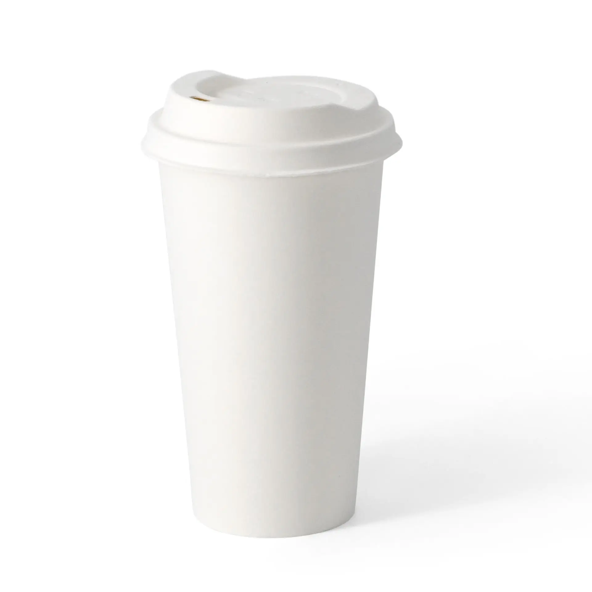 Witte papieren beker, 500 ml, PLA-gecoat, geschikt voor warme en koude dranken, bijpassende deksels beschikbaar.