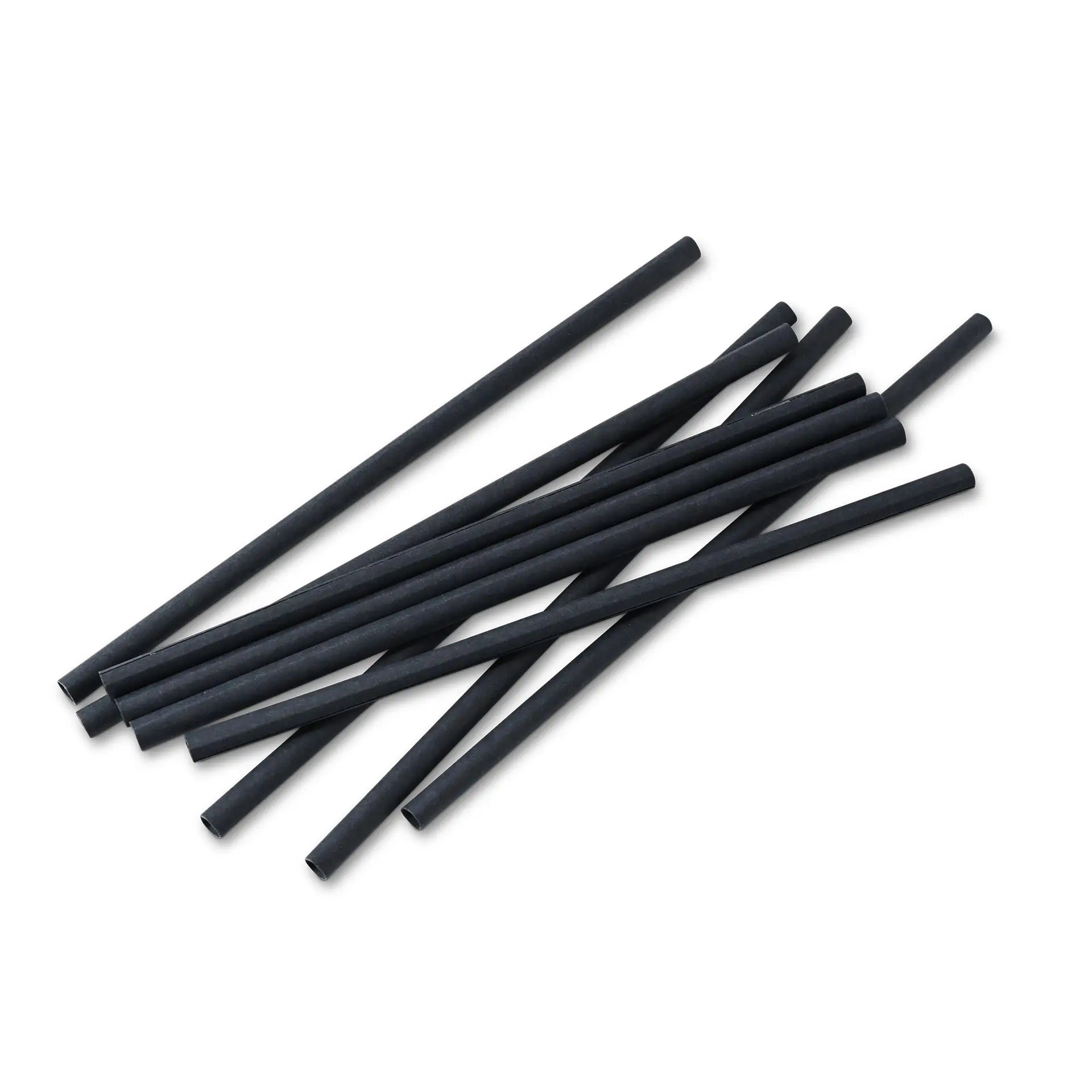 Jumbo papieren rietje 23 cm, Ø 0,8 cm, zwart, verticaal gerold