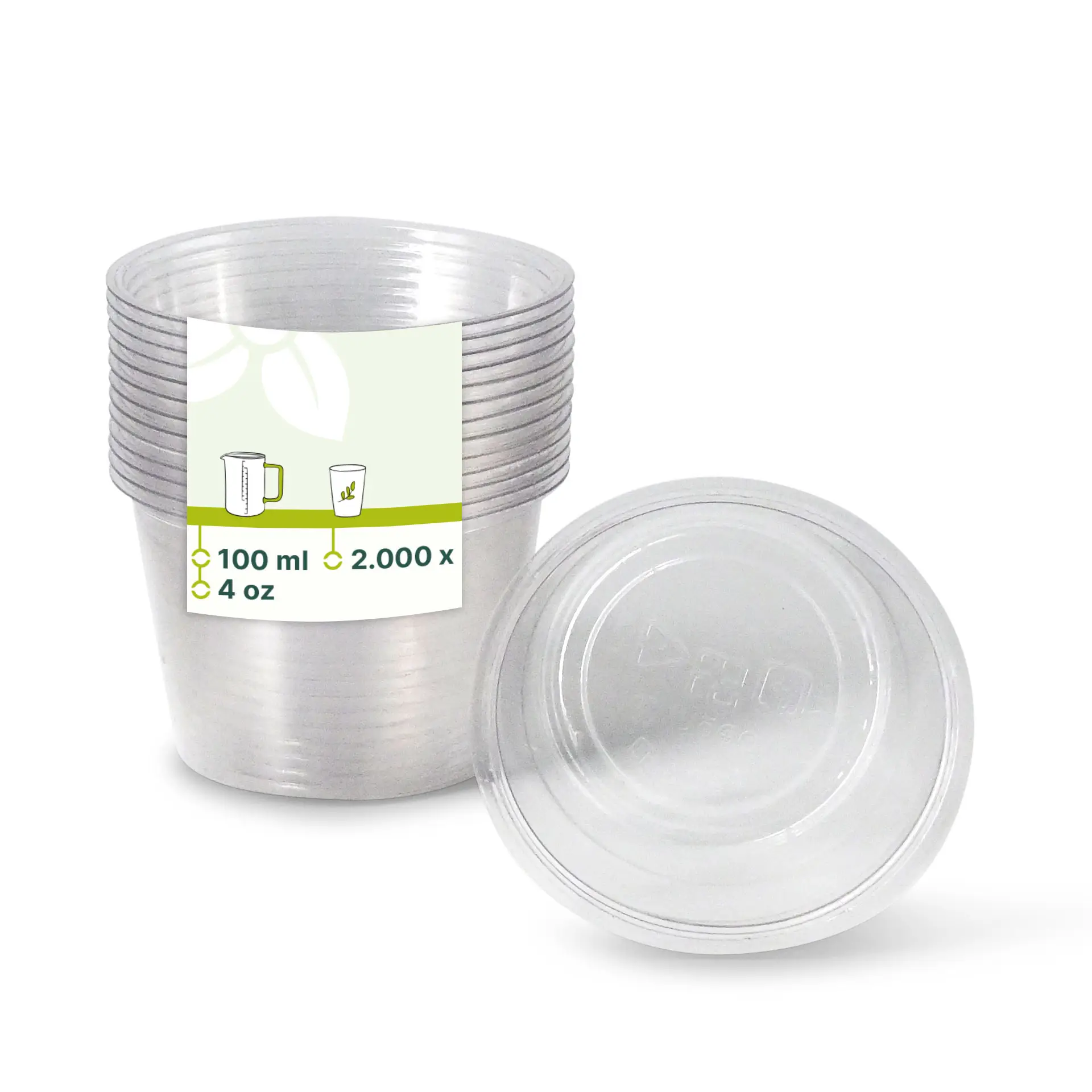 PLA Portiebekers 100 ml / 3,5 oz, Ø 70 mm, transparant, rond