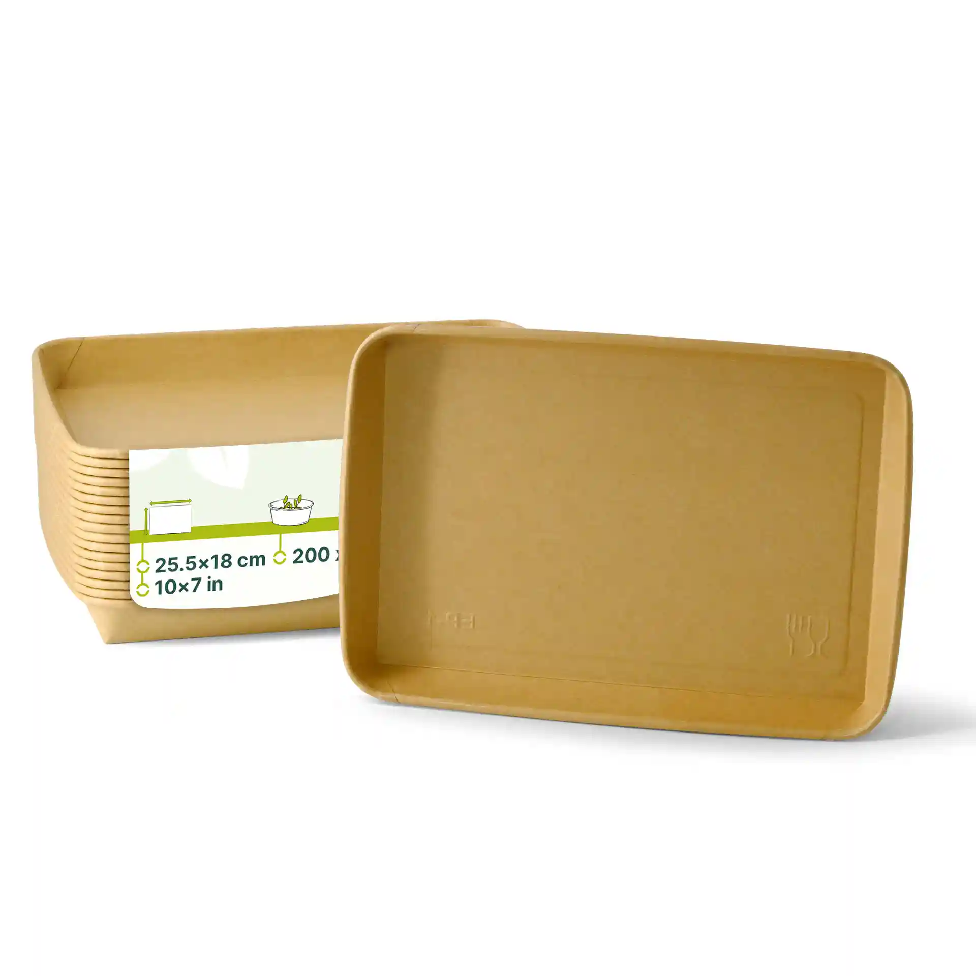 Bruine sushi-dozen XL, 25,5 x 18 cm, met een PE-gecoate oppervlakte en een hoogte van 3 cm.