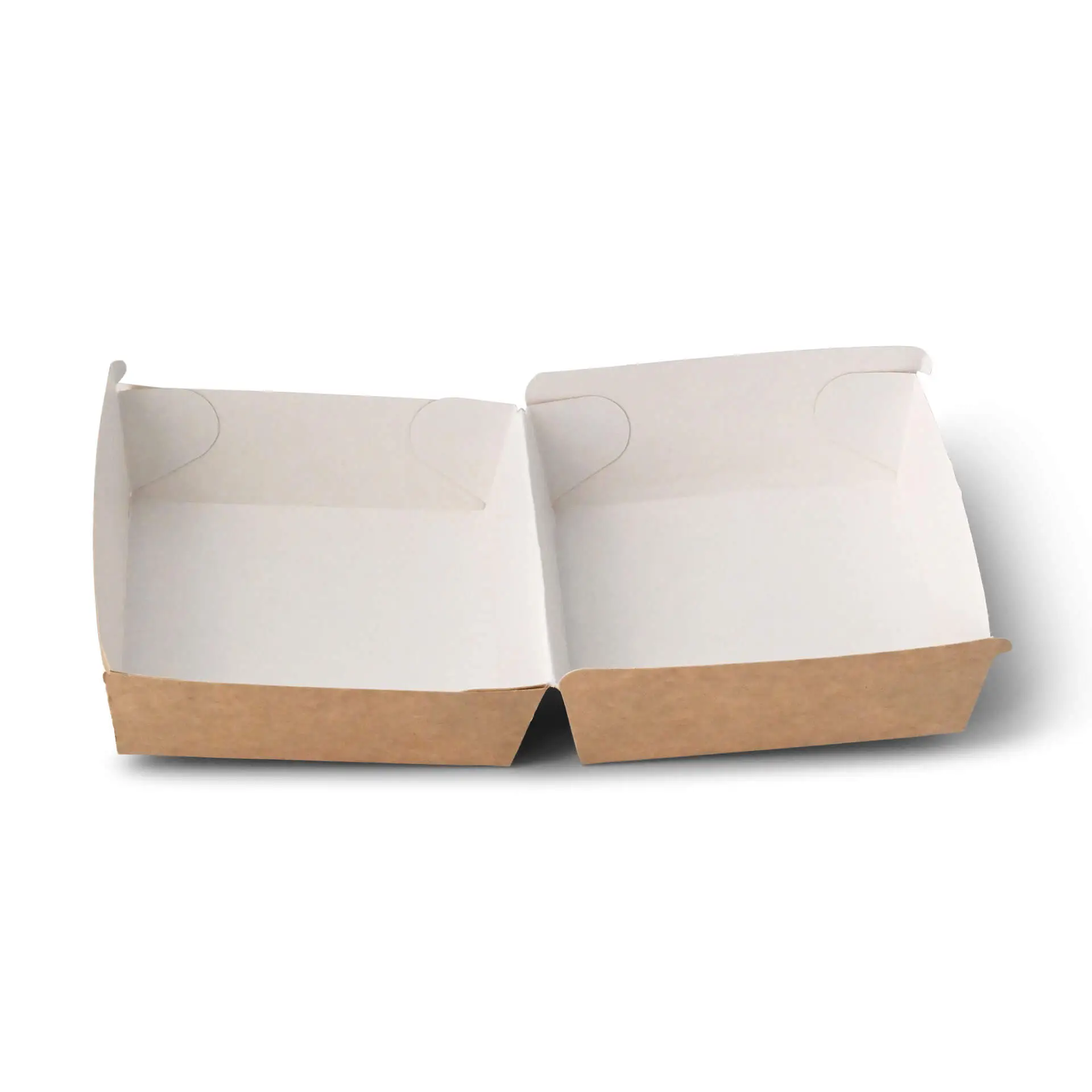 Take away hamburgerbox 11 x 11 x 8 cm, kraft-wit dfc042701-burgerboxen-11-x-11-x-8-cm-braun-weiss-3
