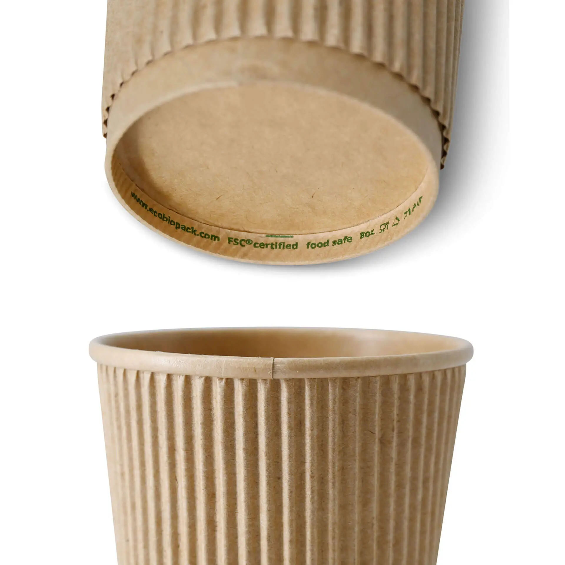 Ribbelbeker / Koffiebeker to go 200 ml / 8 oz, Ø 80 mm, kraft dhd04845-riffelbecher-kaffee-to-go-becher-200-ml-8-oz-80-mm-braun-3