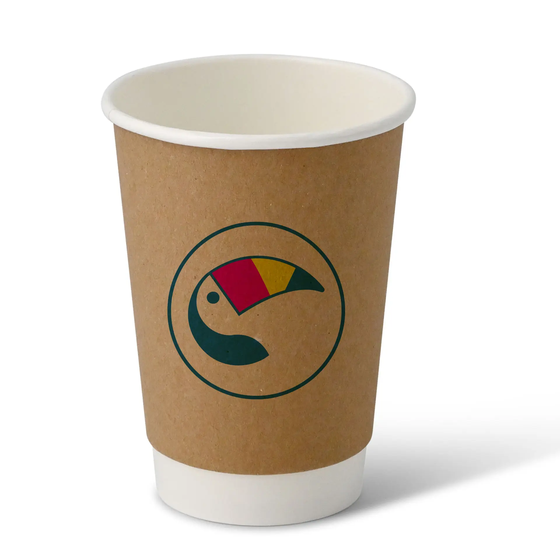 Papieren bekers bedrukken (dubbelwandig) 400 ml / 16 oz, dubbelwandig, bruin / wit, mat, PE-coating