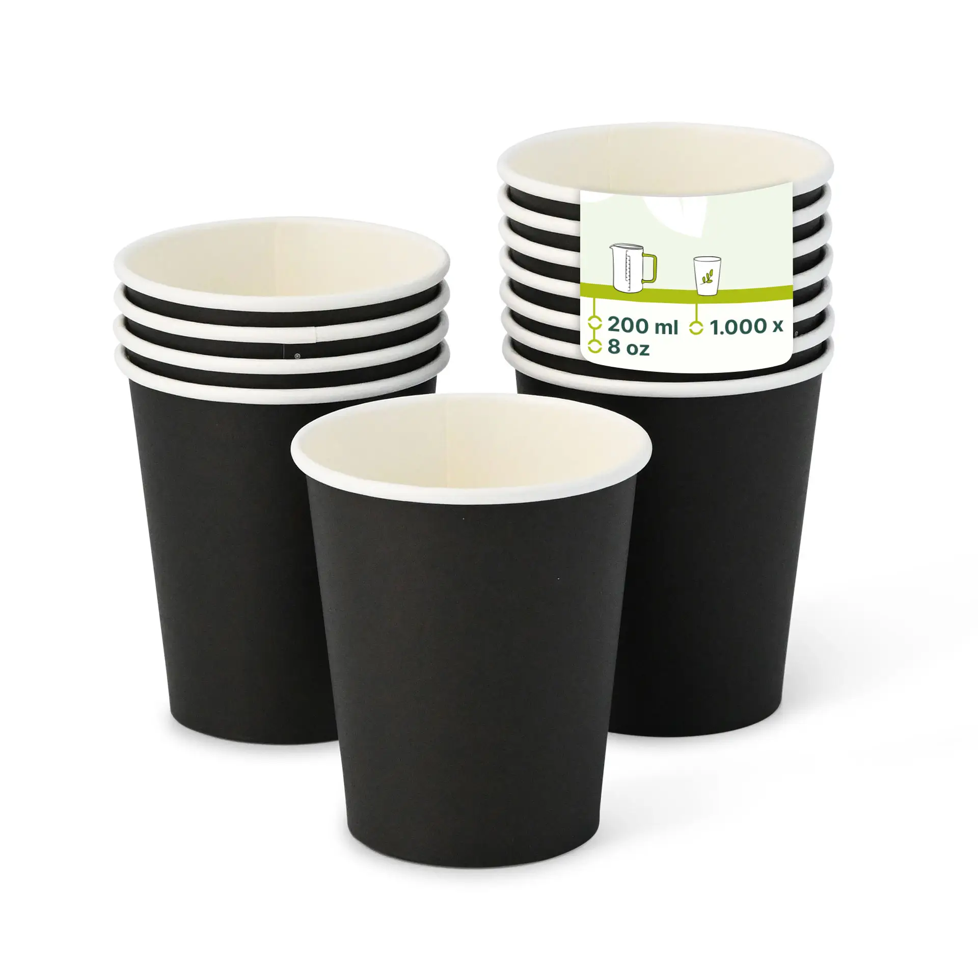 Kartonnen beker 200 ml / 8 oz, Ø 80 mm, zwart