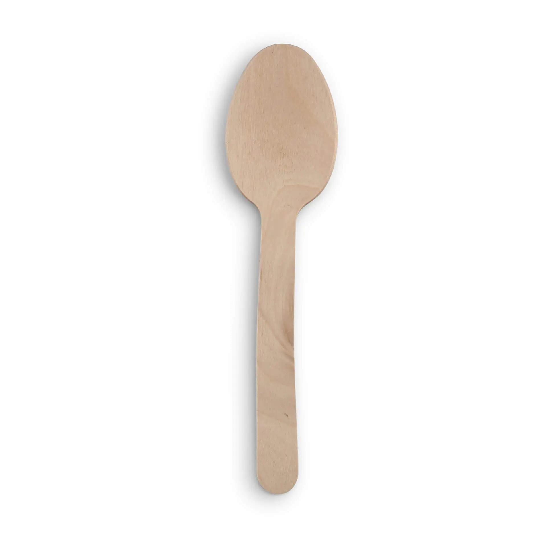 Houten lepel, 18 cm lang, met een gladde bruine afwerking en een ronde kop, van hout.