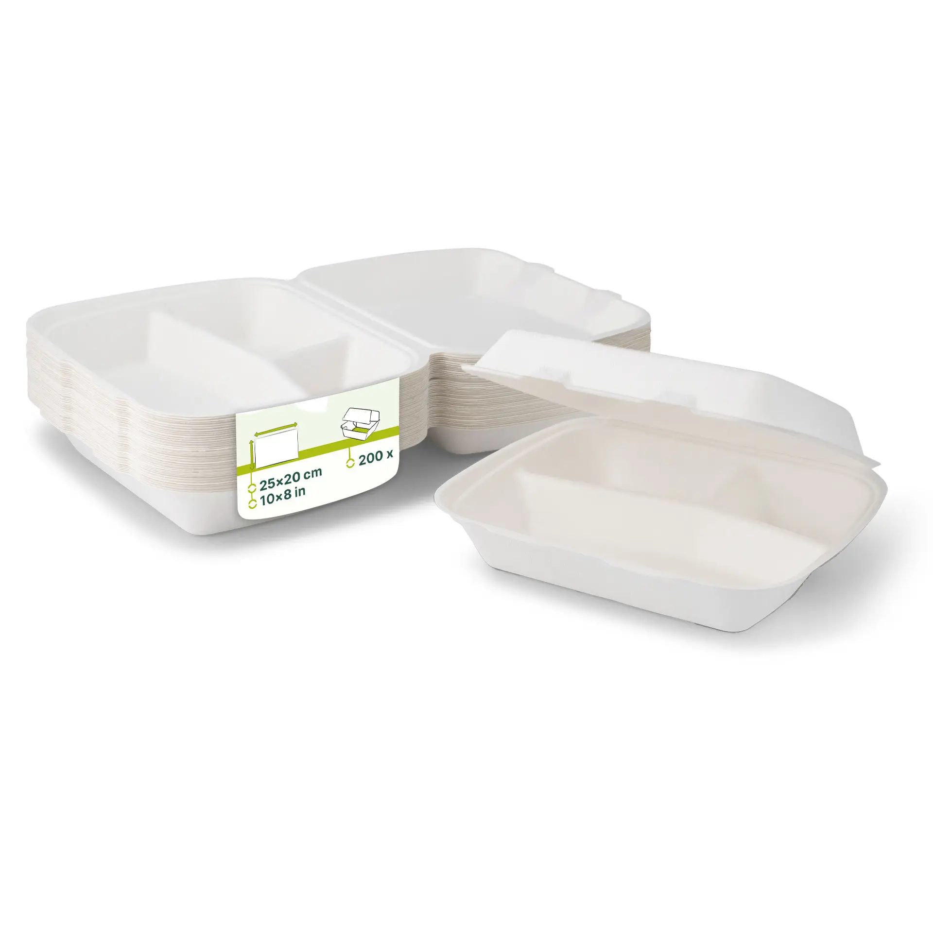 Suikerriet menubak 25 x 20 x 7,5 cm, 3 vakken, HP4/3, klapdeksel, rechthoekig Suikerriet menubak 25 x 20 x 7,5 cm, 3 vakken, HP4/3, klapdeksel, rechthoekig