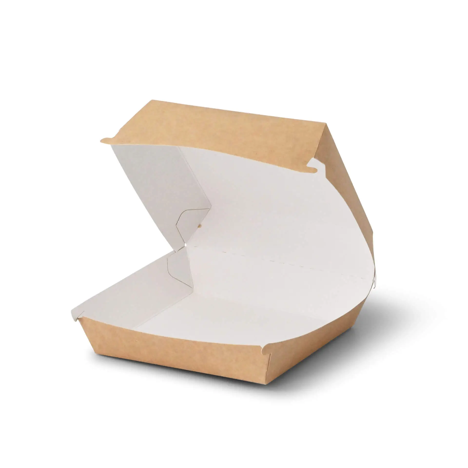 Takeaway hamburgerdozen 14,5 x 14,5 x 8 cm, kraft-wit