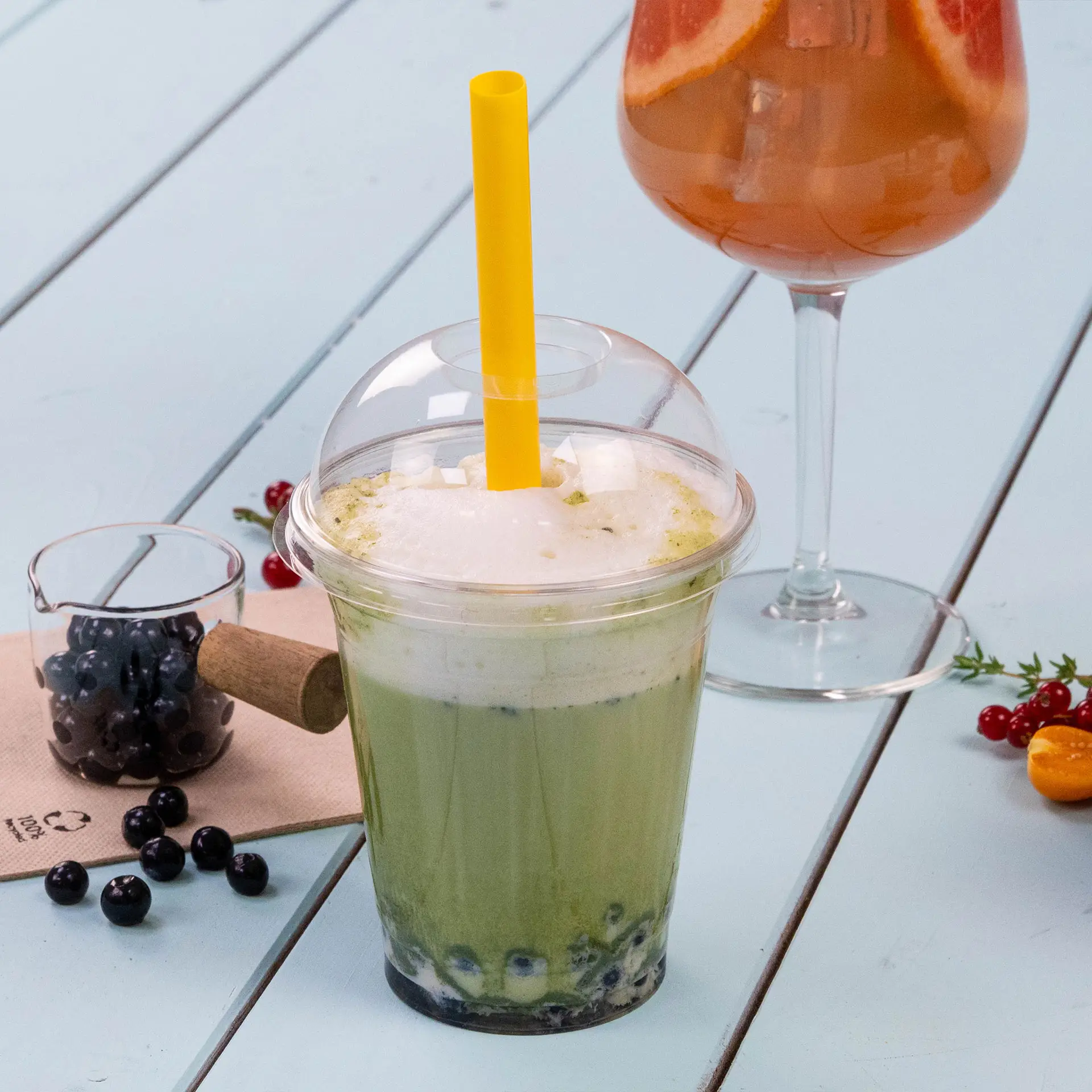 Bubble Tea rietjes 20 cm, Ø 1,2 cm, kleurrijk, herbruikbaar