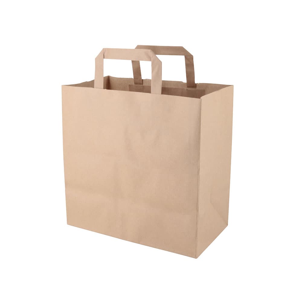 Kraftpapier-Tragetaschen L, 27 x 15 x 27 cm, braun, breiter Boden