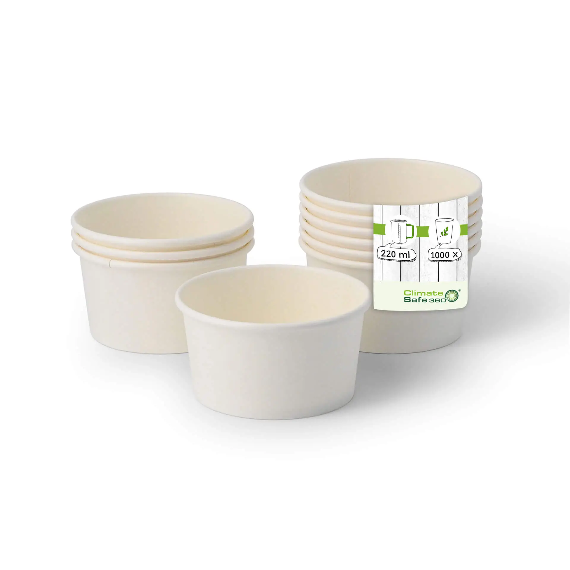 IJsbeker van karton S, 150 ml, 6 oz / max. 220 ml, 7,5 oz, Ø 92 mm, wit