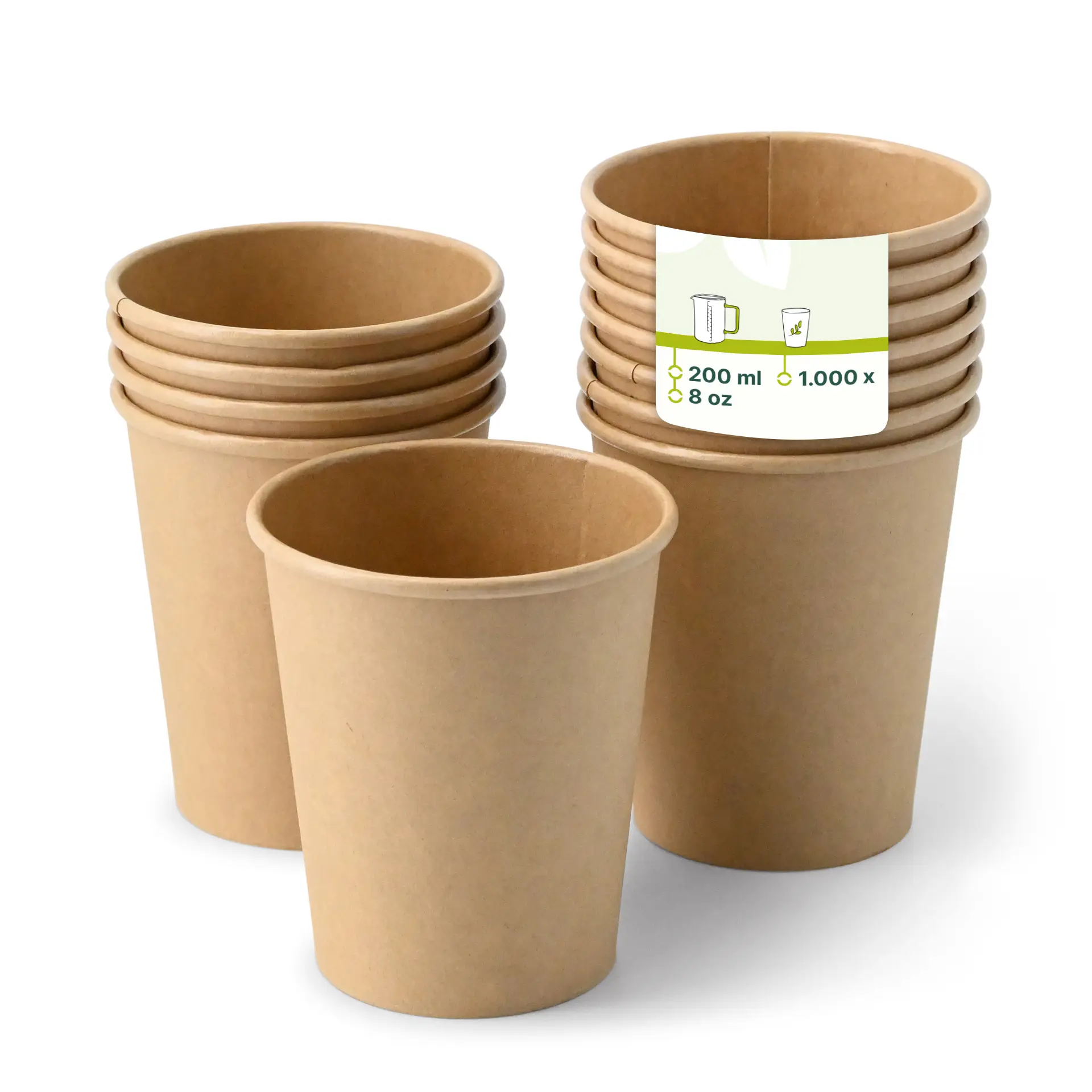 Kartonnen beker 200 ml / 8 oz, Ø 80 mm, kraft dhd04512-pappbecher-200-ml-8-oz-80-mm-braun