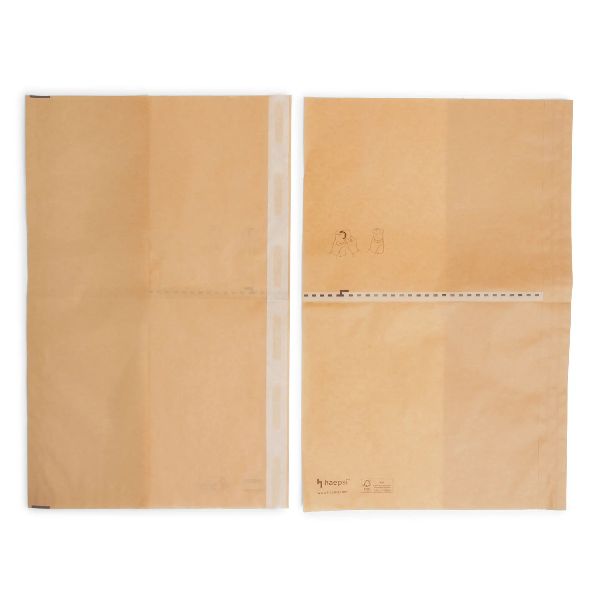 Aangepaste bedrukte wikkelpakket met praktische kleefsluiting, duurzaam en vetvrij papier, toont een eenvoudig ontwerp en logo.