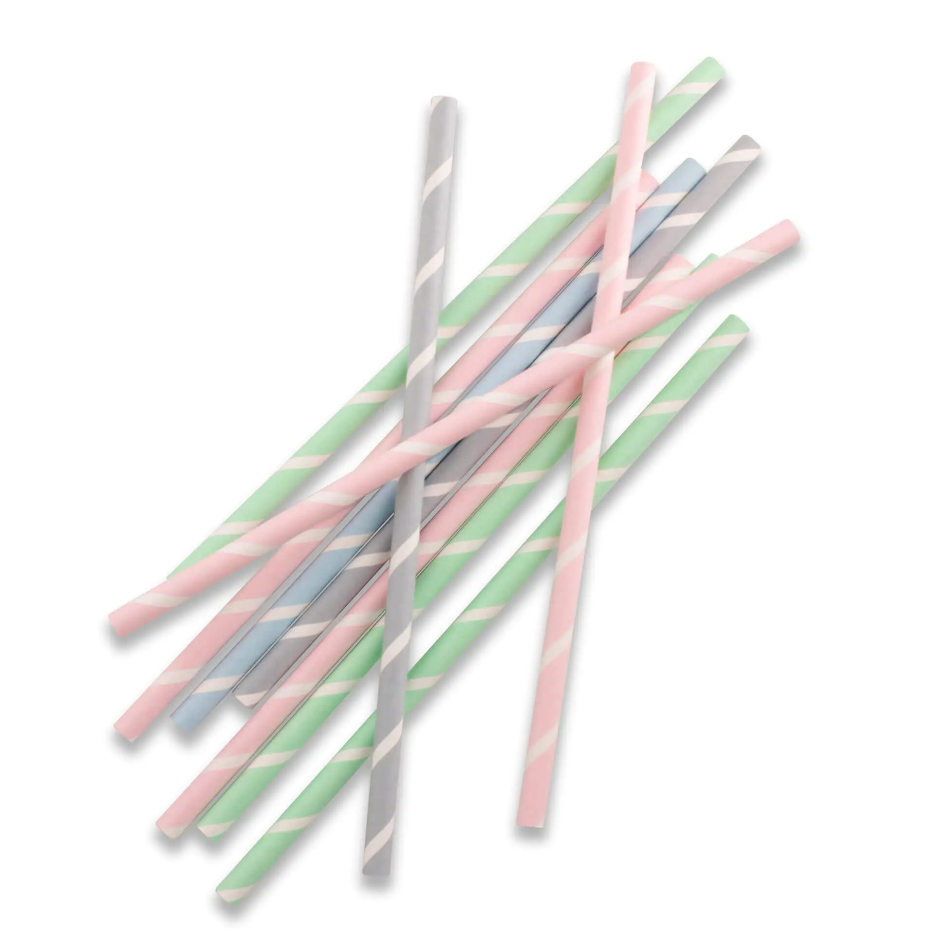 Papieren jumbo drinkrietjes 23 cm, Ø 0,8 cm, pastel gestreept Papieren jumbo drinkrietjes 23 cm, Ø 0,8 cm, pastel gestreept