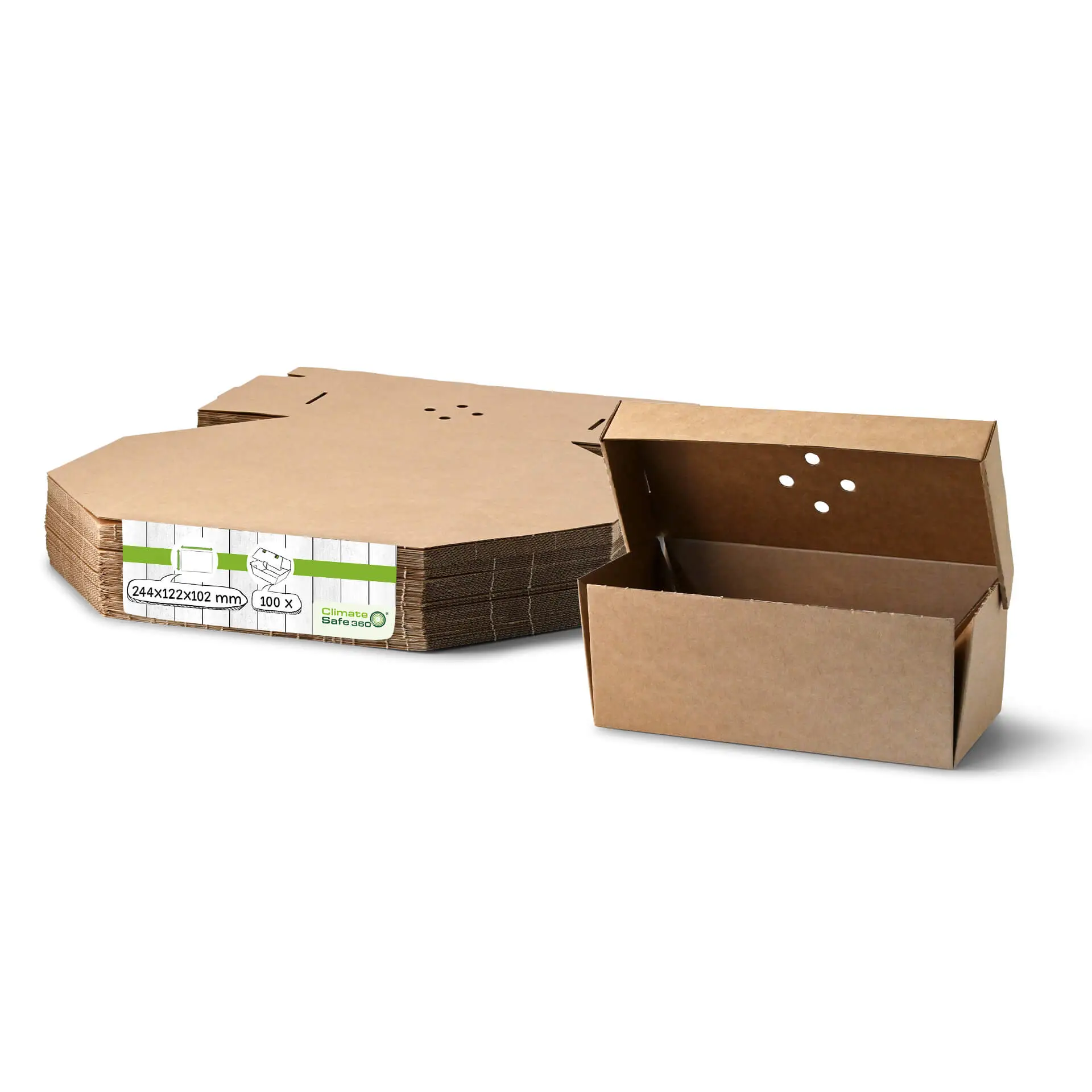 Take away dubbele burger container 24,4 x 12,2 x 10,2 cm, kraftkarton, inklapbaar