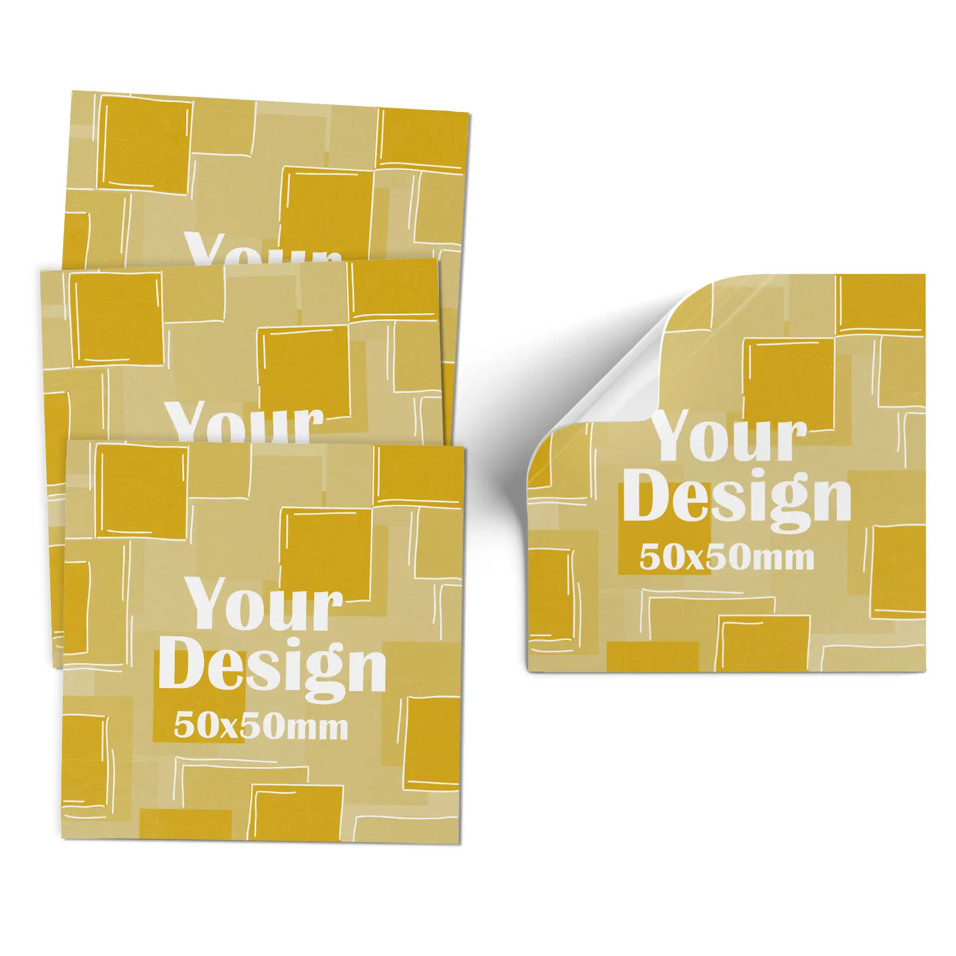 Een roze vierkante sticky note met een witte toekan grafiek en een hoek die iets omgebogen is; afmetingen 5x5 cm.