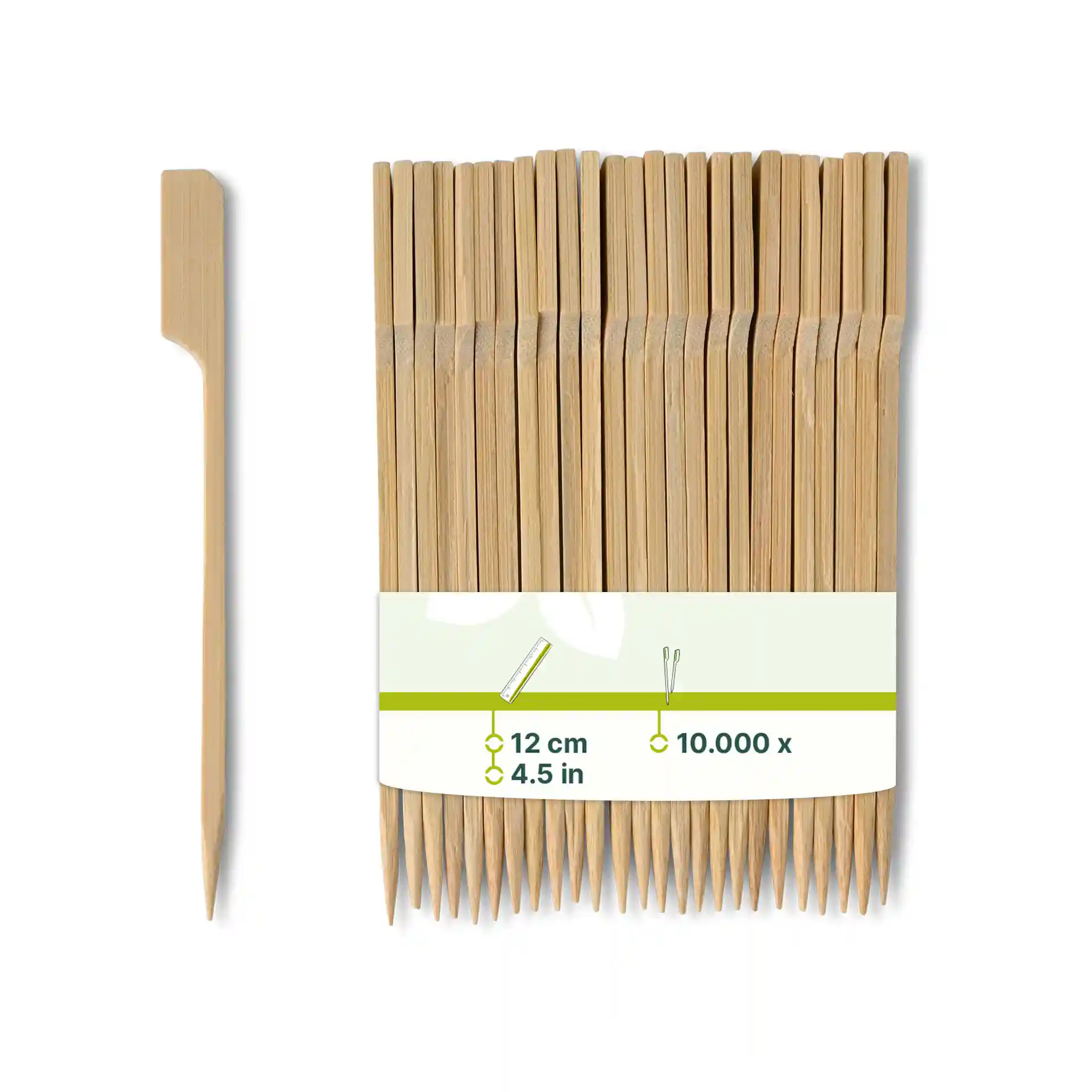 Bamboe spiezen, 12 cm lang, bruin, ongehandeld, met meerdere spiezen in een verpakking.