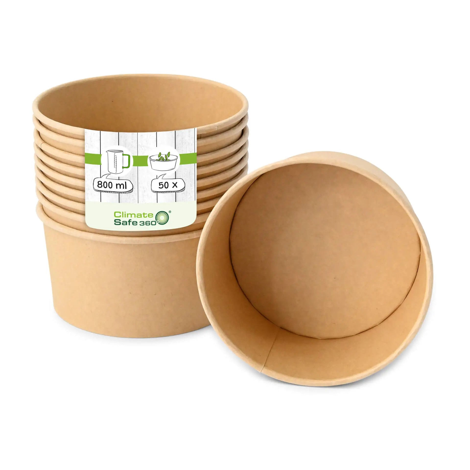 Kartonnen schalen (gecoat) / Bowl, 800 ml, Ø 150 mm, bruin, rond (1000 ml maximale inhoud)