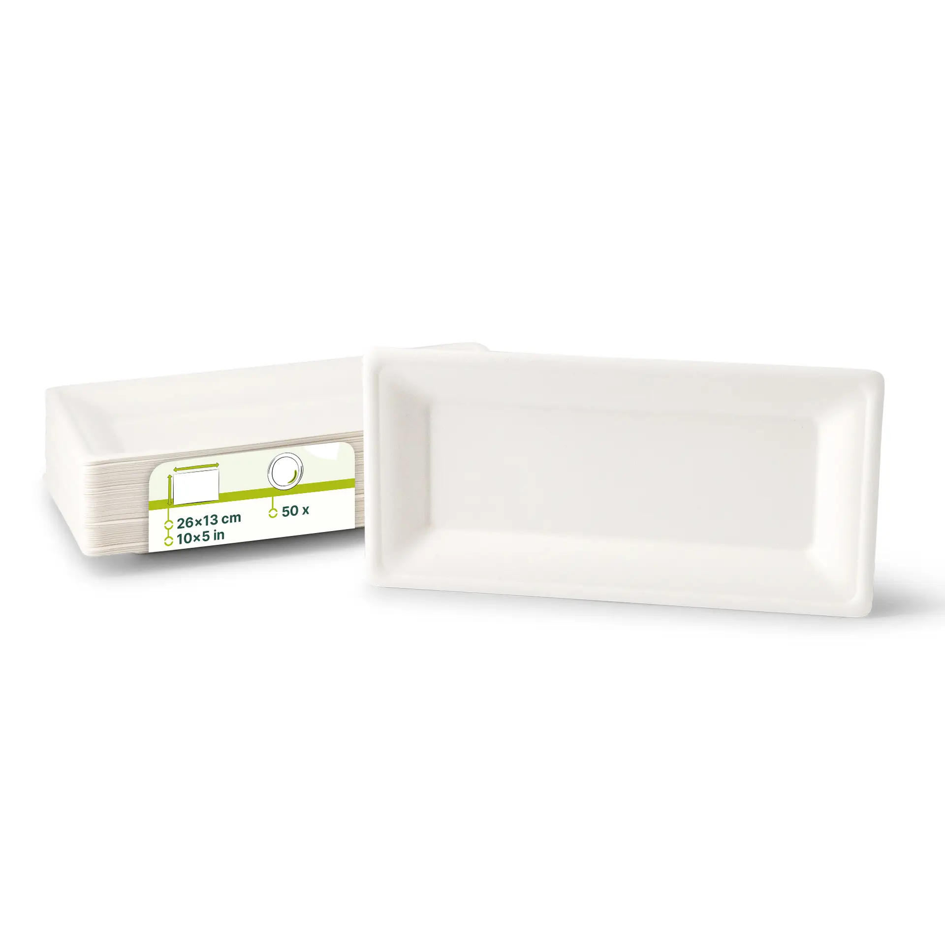 Hoekige suikerriet borden, 26 x 13 cm Hoekige suikerriet borden, 26 x 13 cm