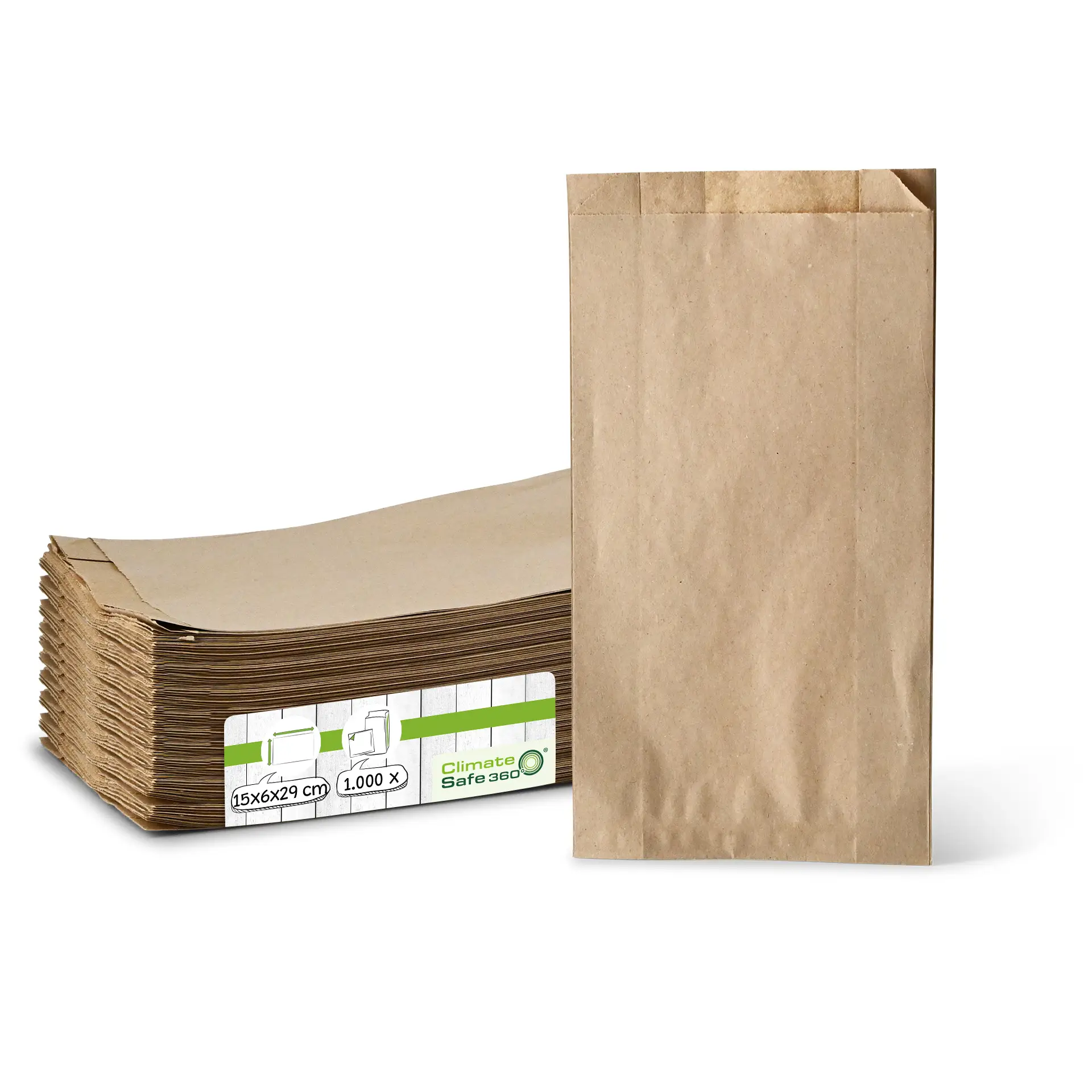 Sachet plat en papier 15 x 6 x 29 cm, brun
