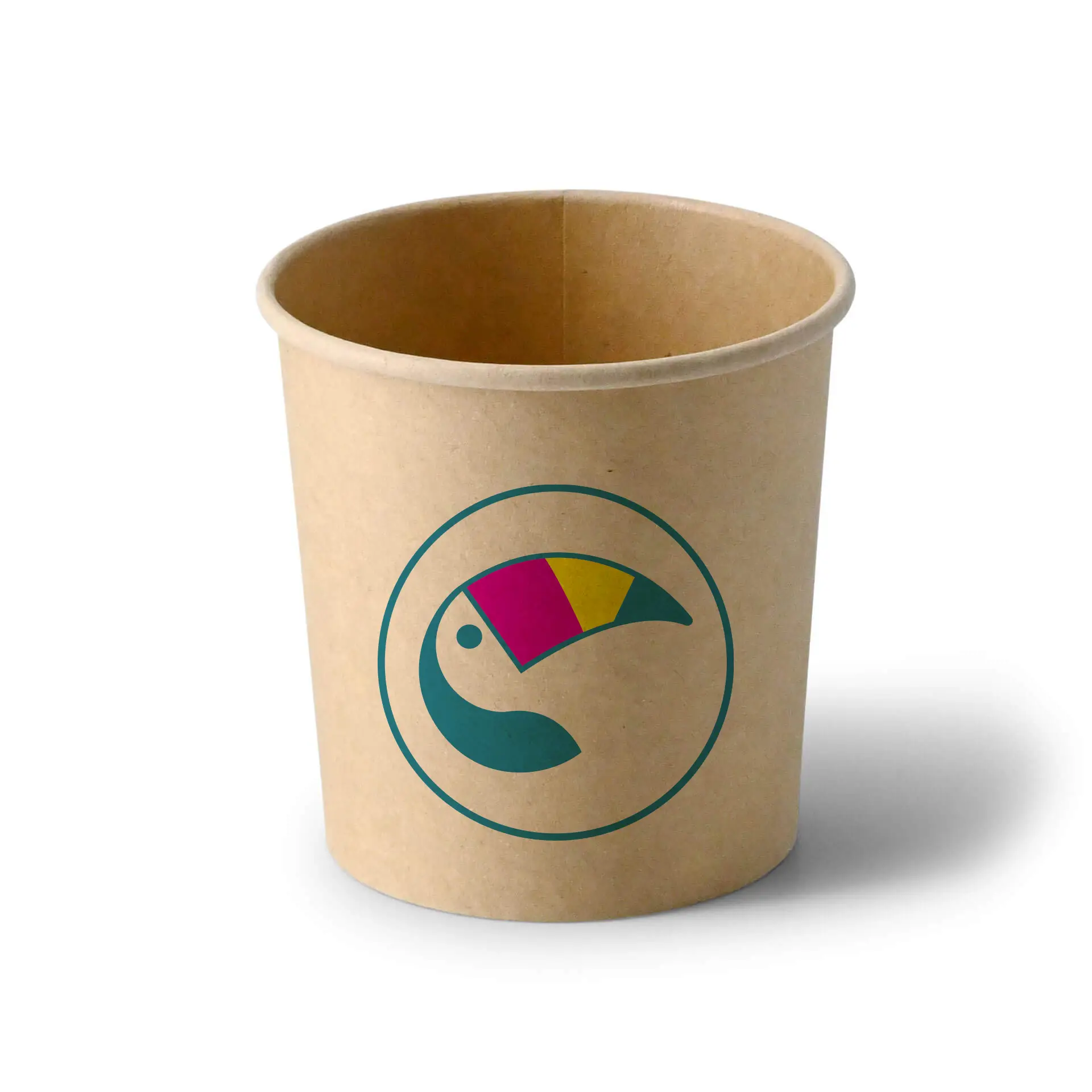 Soepbeker to go bedrukken, bruin, 300 ml, Ø 90 mm, PLA-gecoat