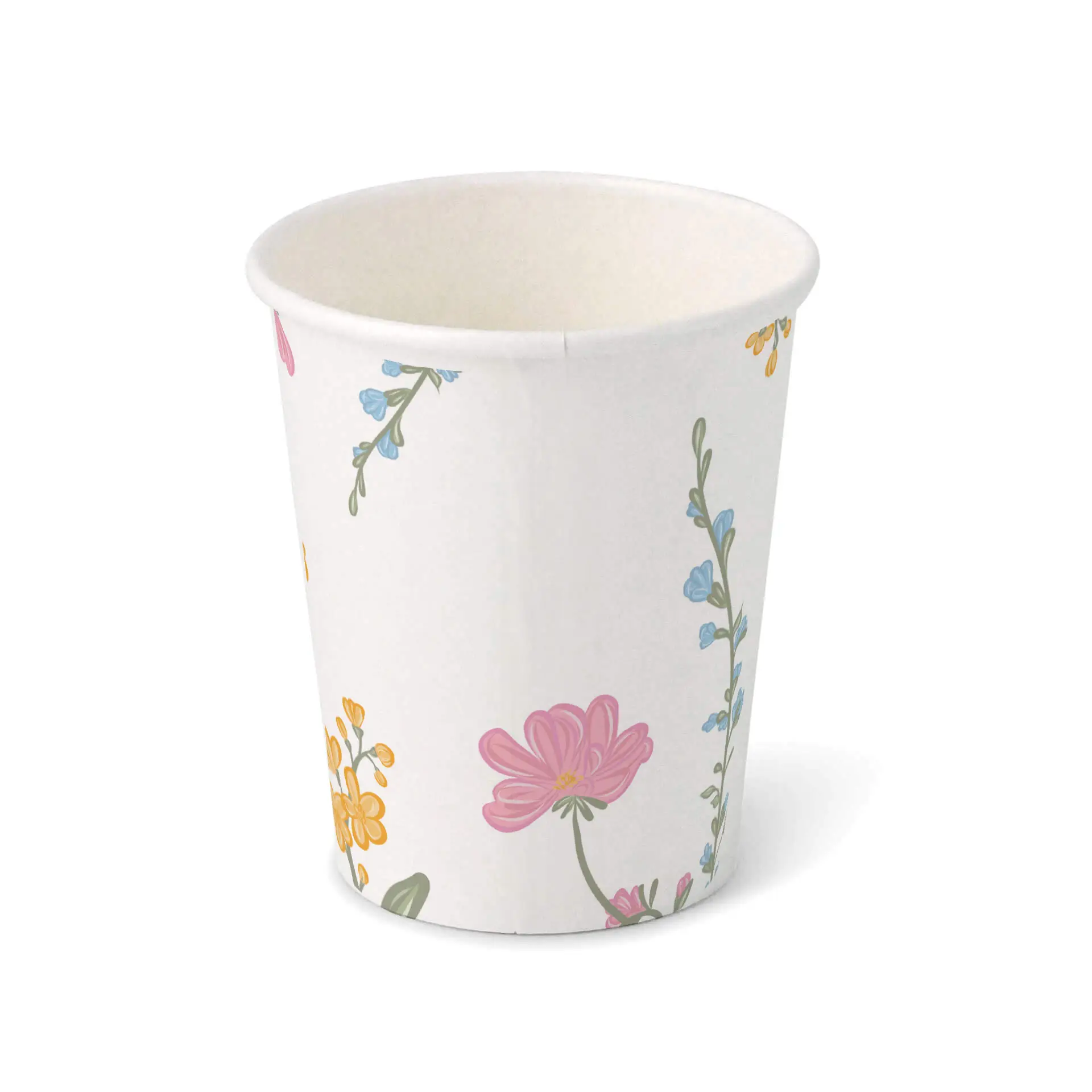 Bedrukte kartonnen beker "Lente" (gelaagd) 200 ml / 8 oz, Ø 80 mm, wit