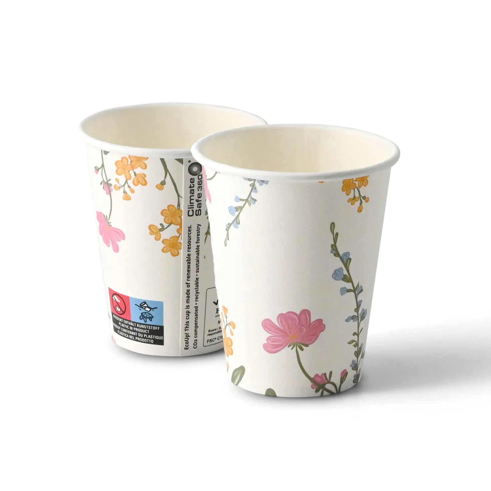 Bedrukte kartonnen beker "Lente" (gelaagd) 200 ml / 8 oz, Ø 80 mm, wit
