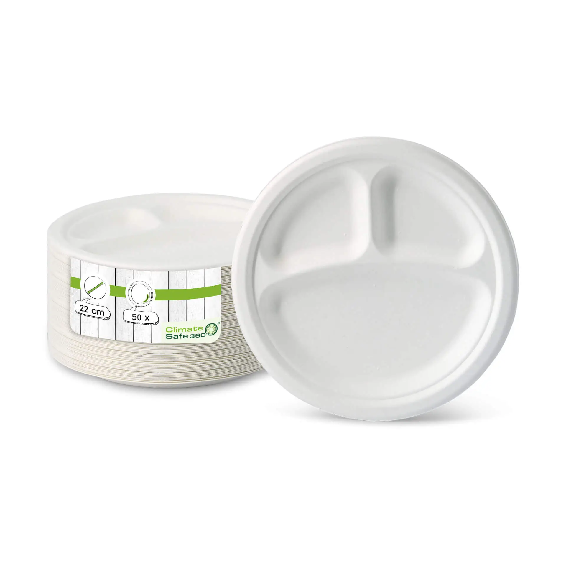 Suikerriet menubord Ø 22 cm, 3 vakken, rond dtw014651-menueteller-aus-zuckerrohr-22-cm-3-kammern-rund