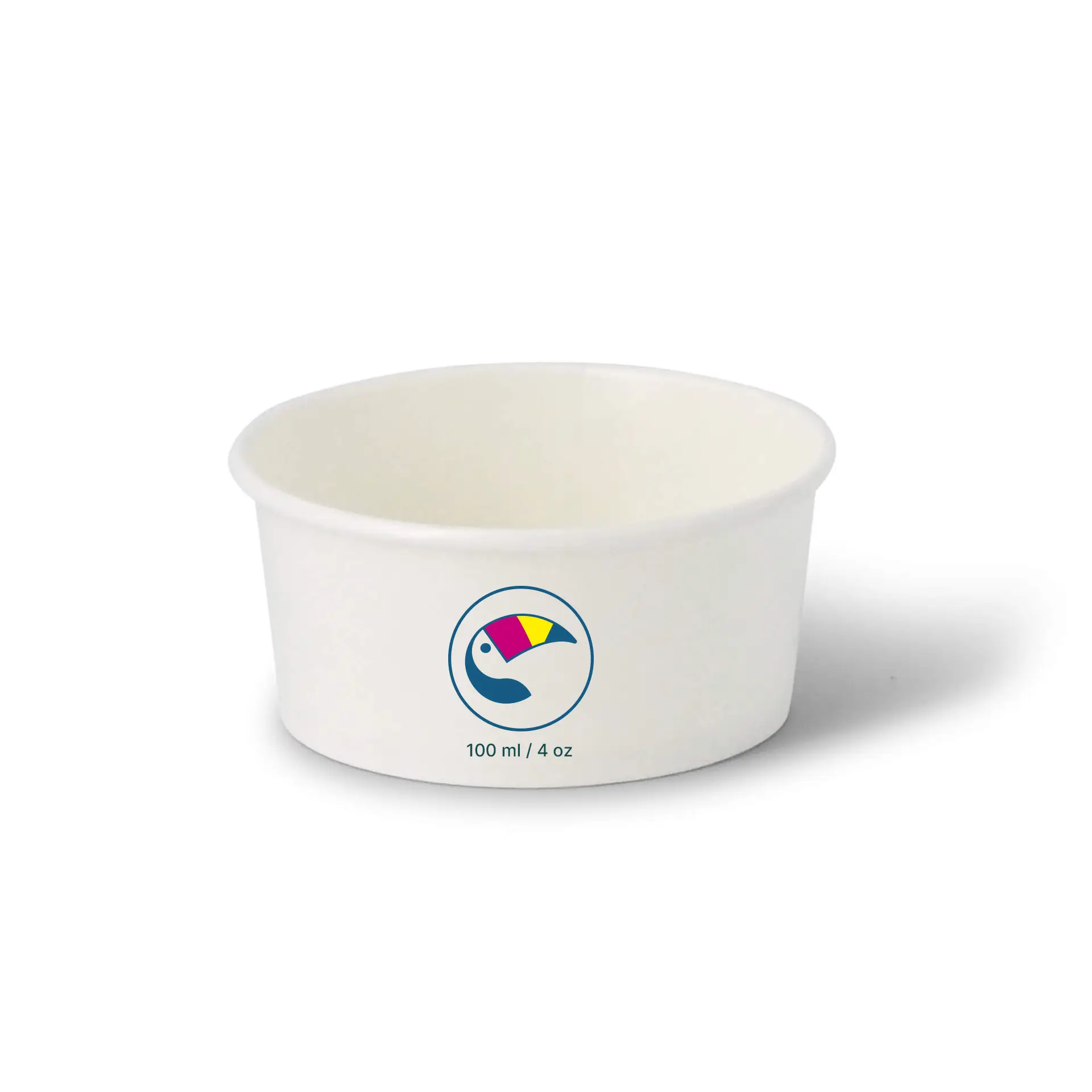 IJsbekers bedrukken (optioneel met deksel), 100 ml / 4 oz, wit, watergebaseerde coating