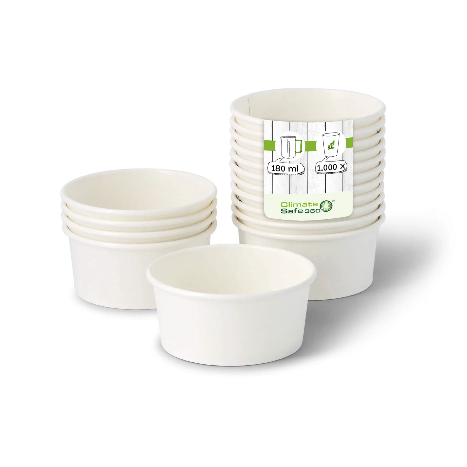 IJsbeker van karton XS, 100 ml, 4 oz / max. 180 ml, 6 oz, Ø 92 mm, wit