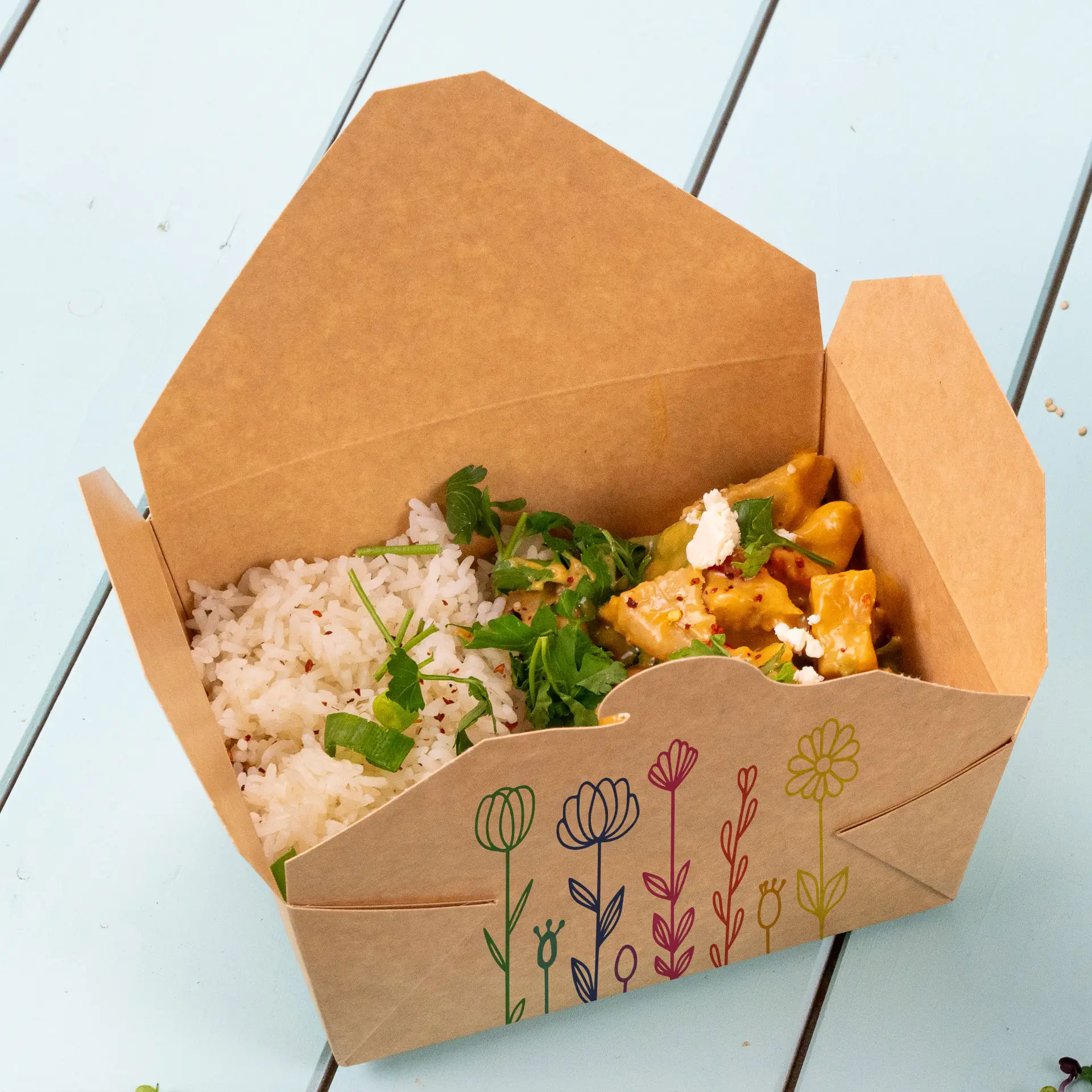 Take-away box bedrukken, 1150 ml, PE-gelamineerd