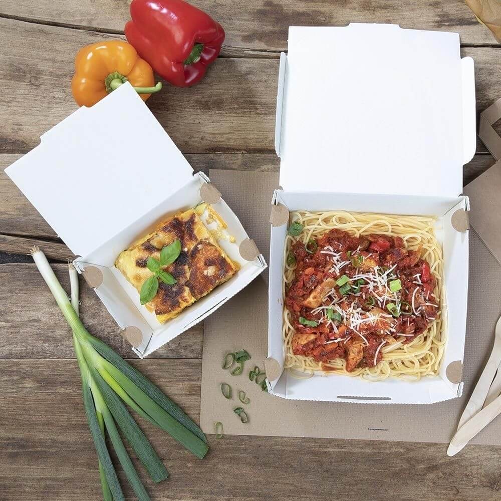 Take-away-Karton-Boxen 700 ml, hitzebeständig, braun, biobeschichtet