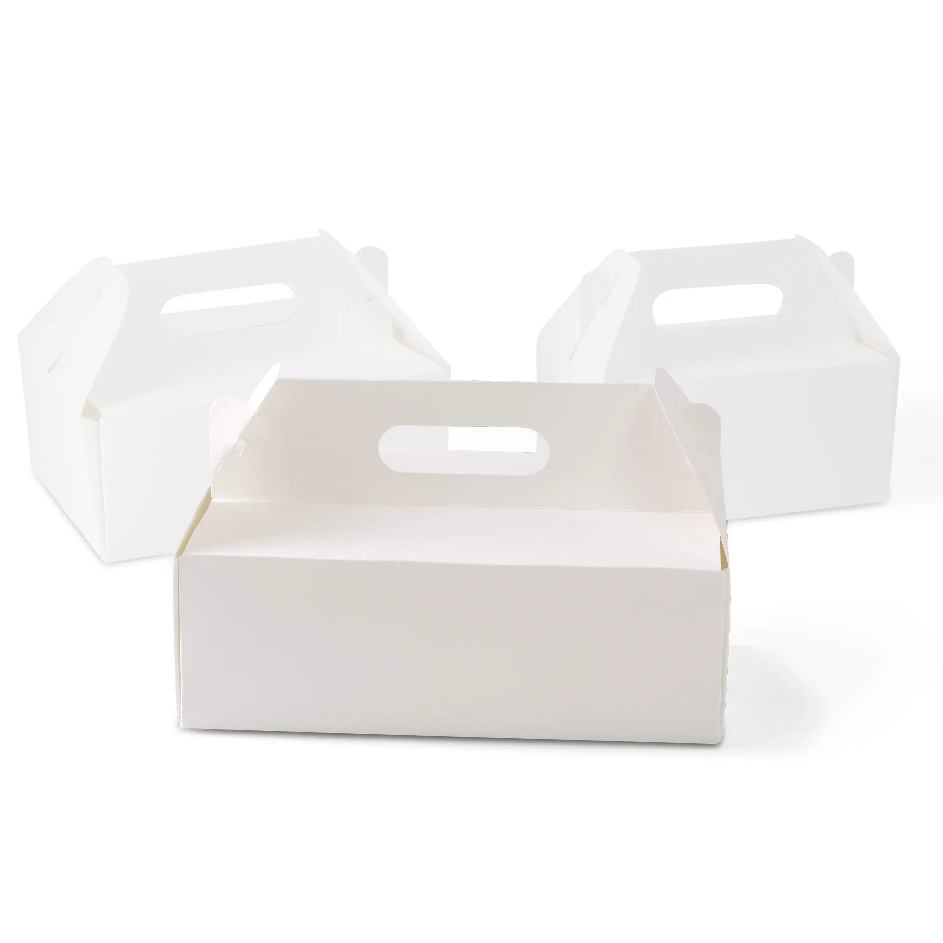 Kartonnen taartdoos met handvat L, 26 x 17 x 9 cm, wit, opvouwbaar