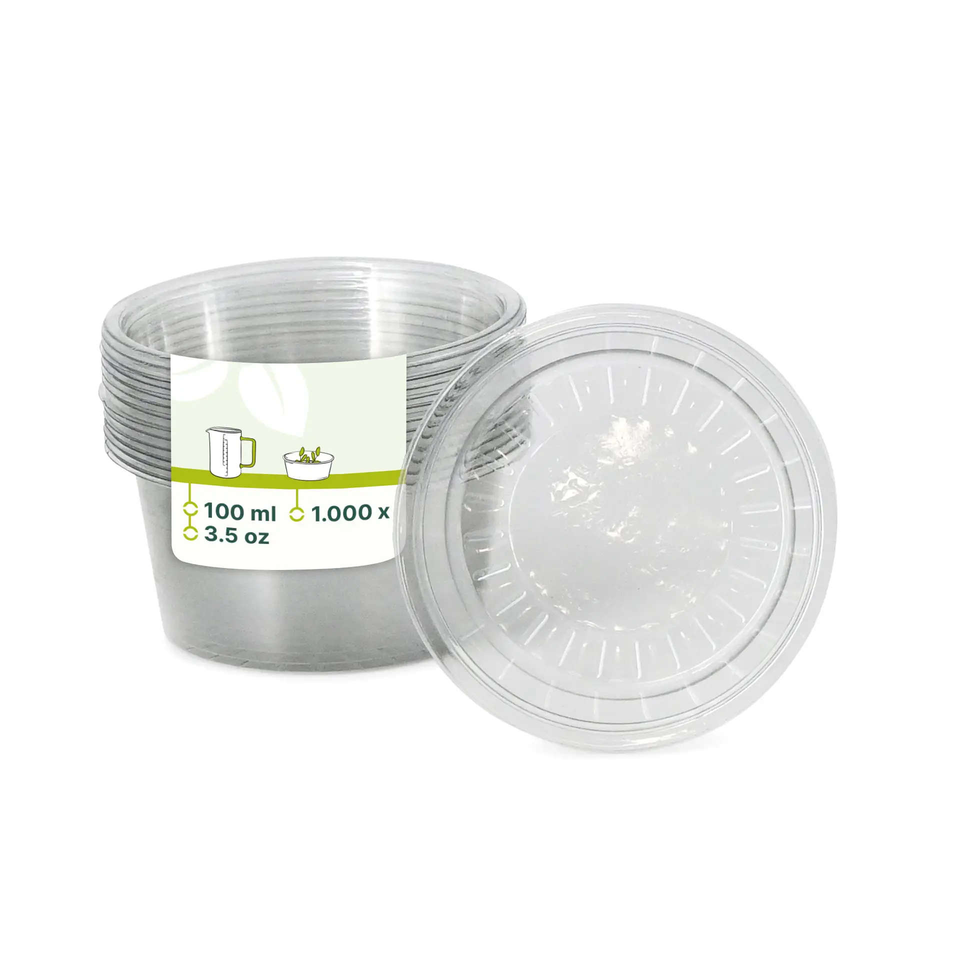 rPET sausbakjes 100 ml / 3,5 oz, Ø 75 mm, transparant