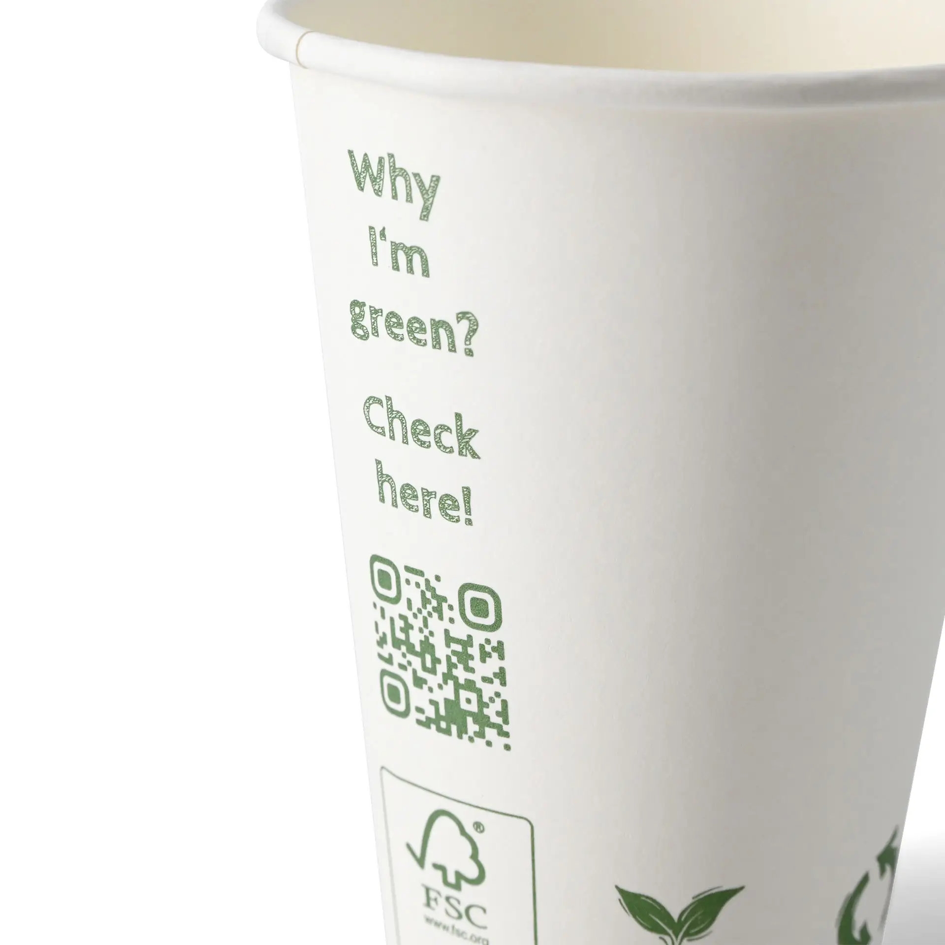 Automatenbeker "EcoUp©" Icons, 180 ml / 7,5 oz, Ø 70 mm, enkelwandig, wit, PLA-coating