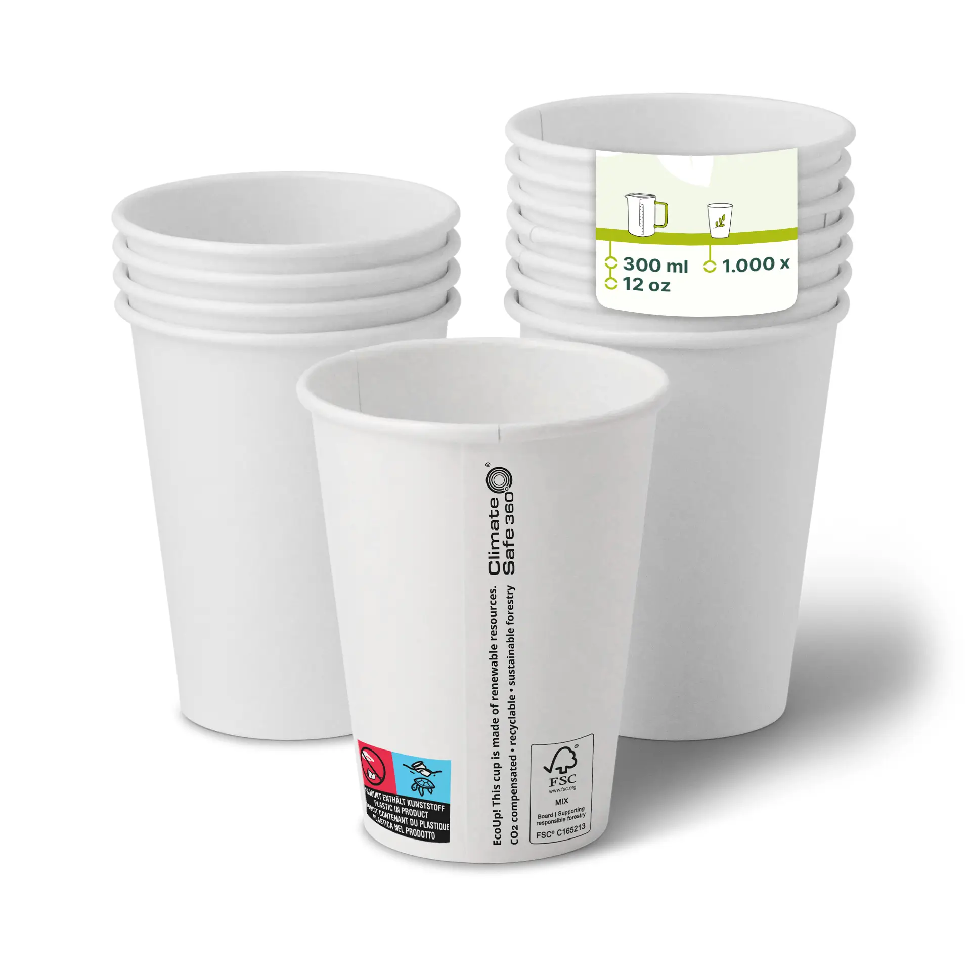 Kartonnen bekers (gecoat) 300 ml / 12 oz, Ø 90 mm, wit con10016-01-0-pappbecher-beschichtet-300-ml-12-oz-90-mm-weiss