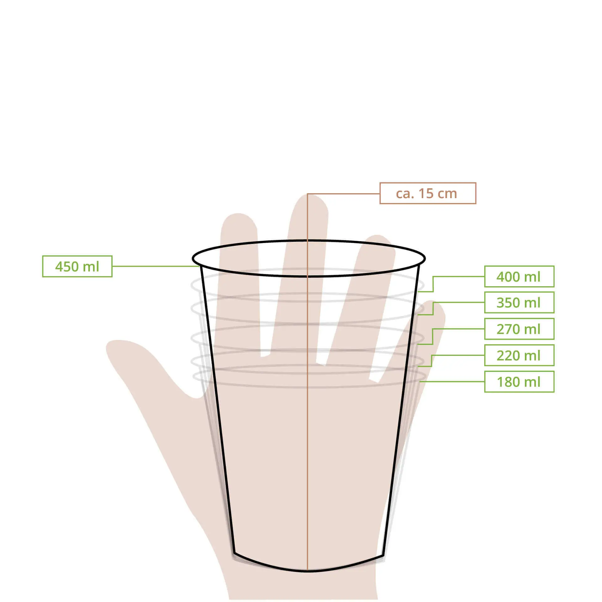 IJsbeker van karton XXL, 400 ml, 16 oz / max. 450 ml, 15 oz, Ø 92 mm, bruin