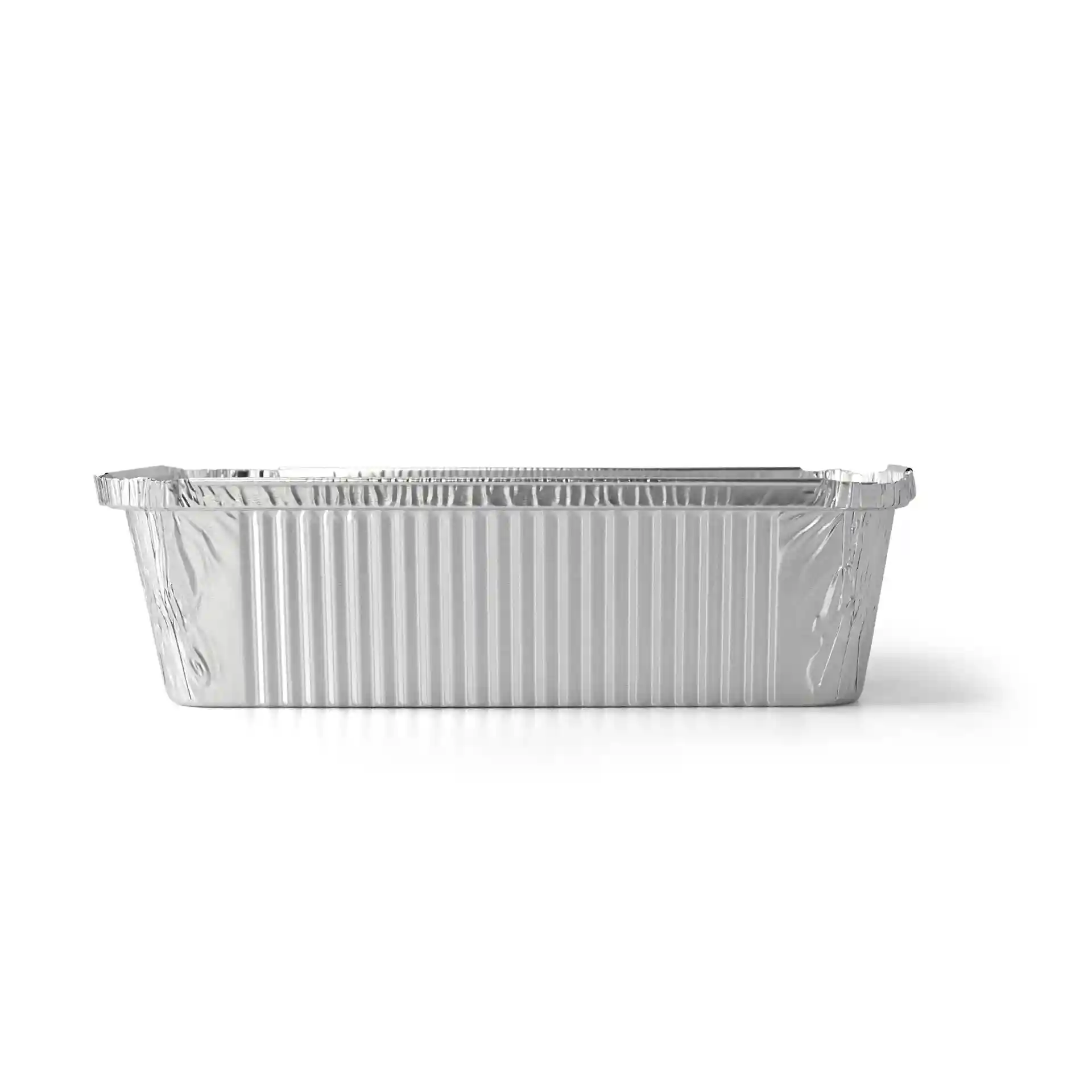 Rechthoekige aluminium container van 21,8 x 11,3 x 5,4 cm met een inhoud van 900 ml.
