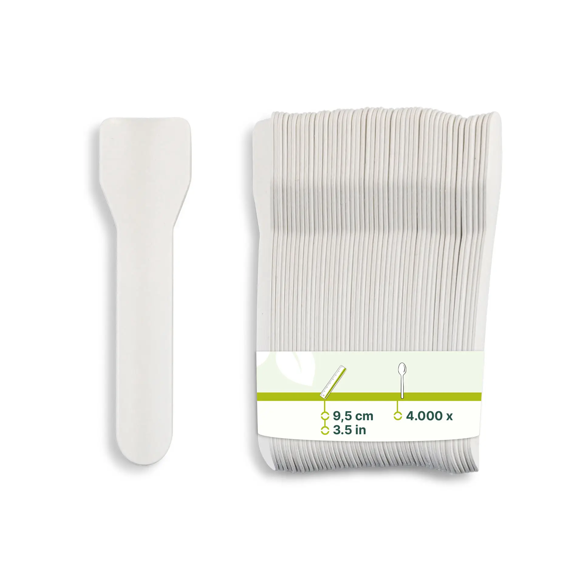 Papieren ijslepel 9,5 cm, wit Papieren ijslepel 9,5 cm, wit