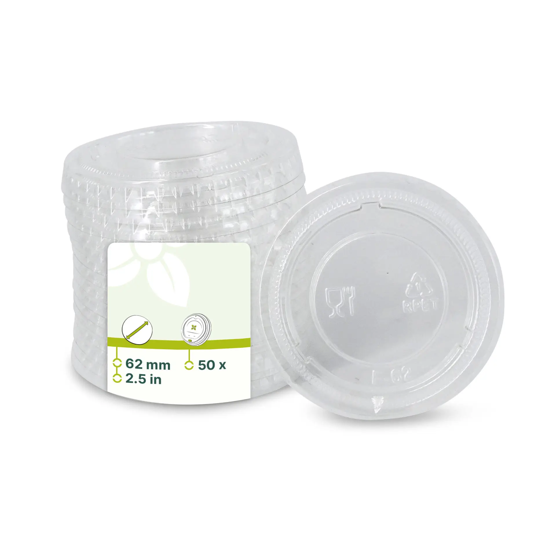 rPET-deksel Ø 62 mm, transparant rPET-deksel Ø 62 mm, transparant