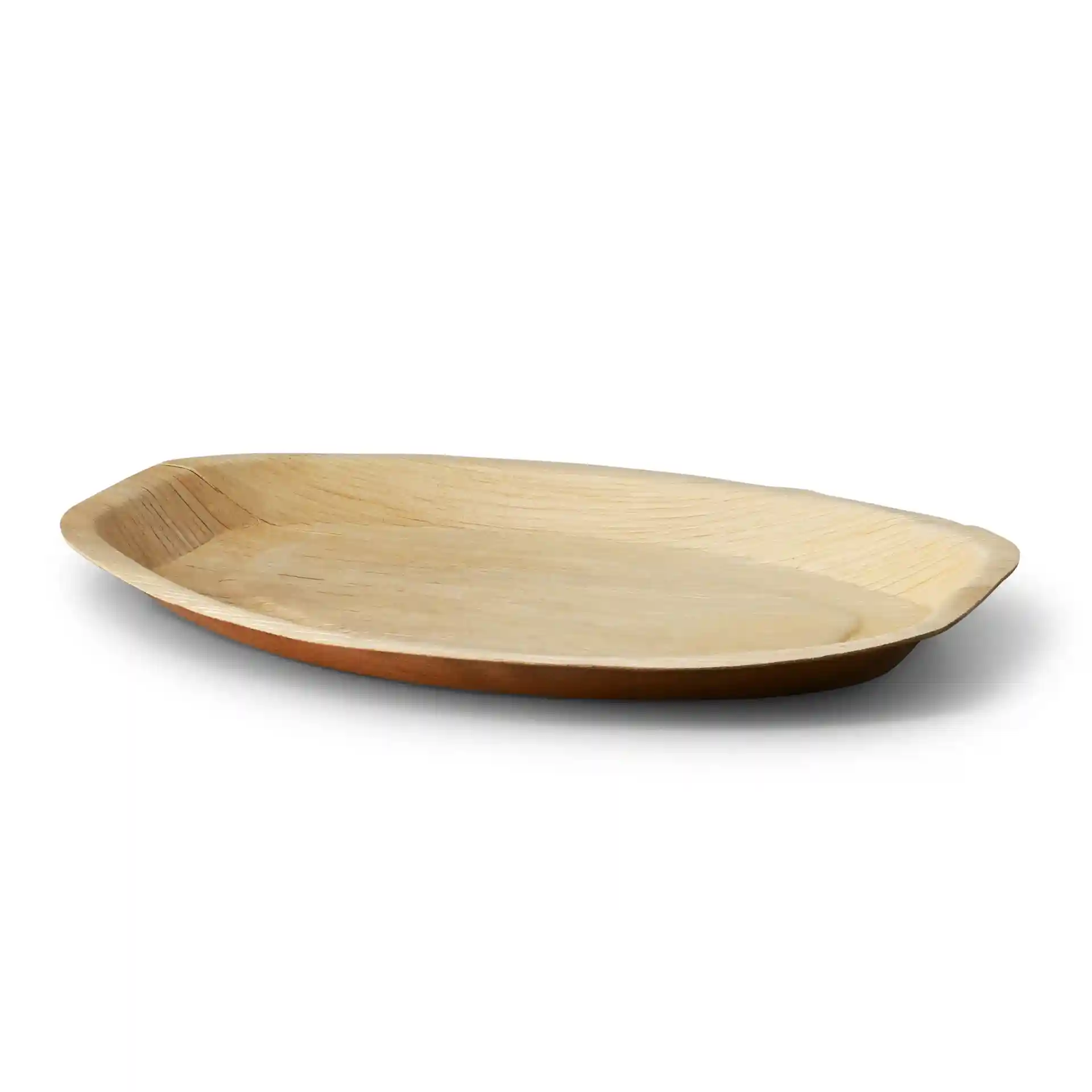 Rechthoekig palmblad dienblad met een natuurlijke nerfafwerking, 38 x 25,5 cm.