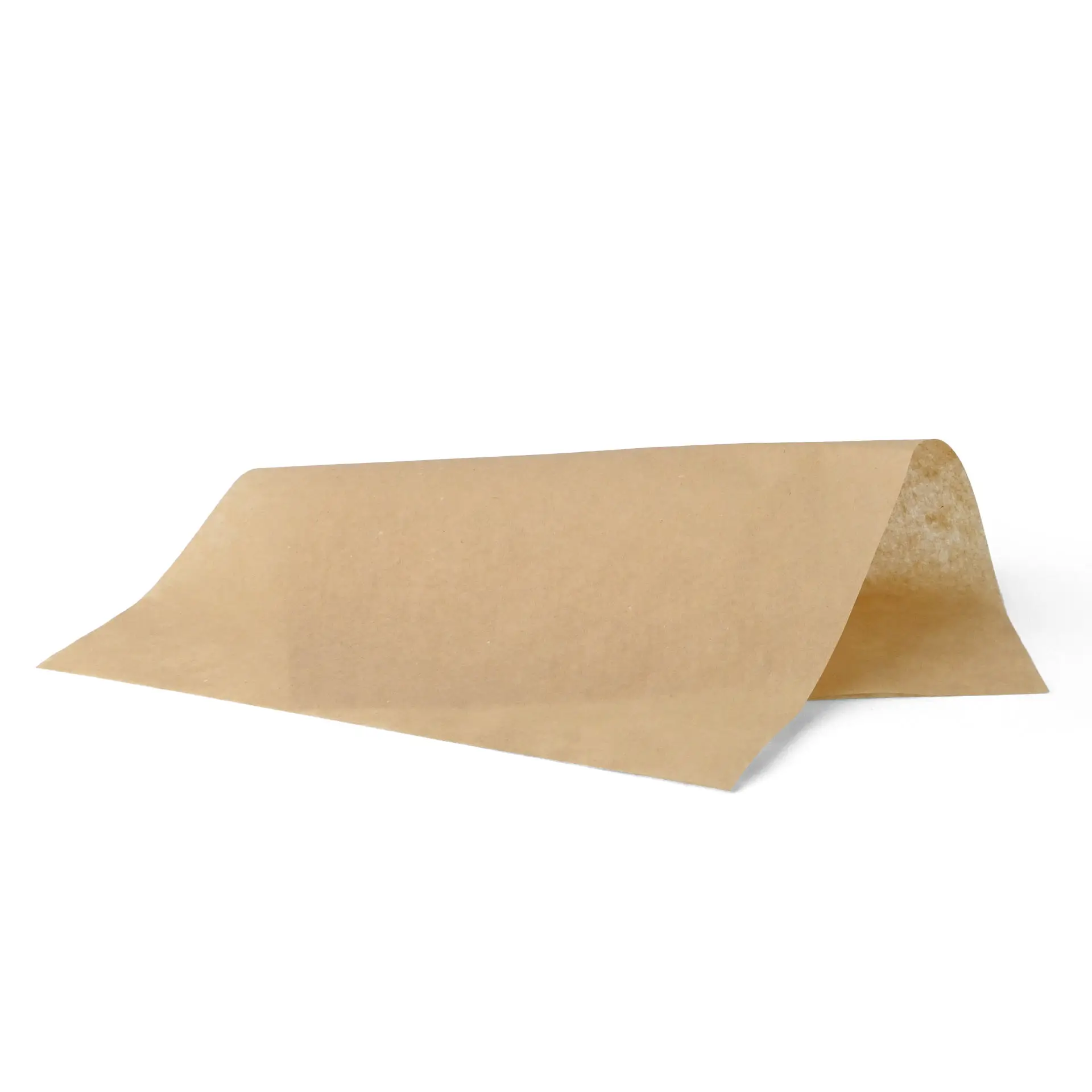 Bruin vetvrij inpakpapier, voorgesneden, geschikt voor warme en koude voeding, 25 x 37 cm.