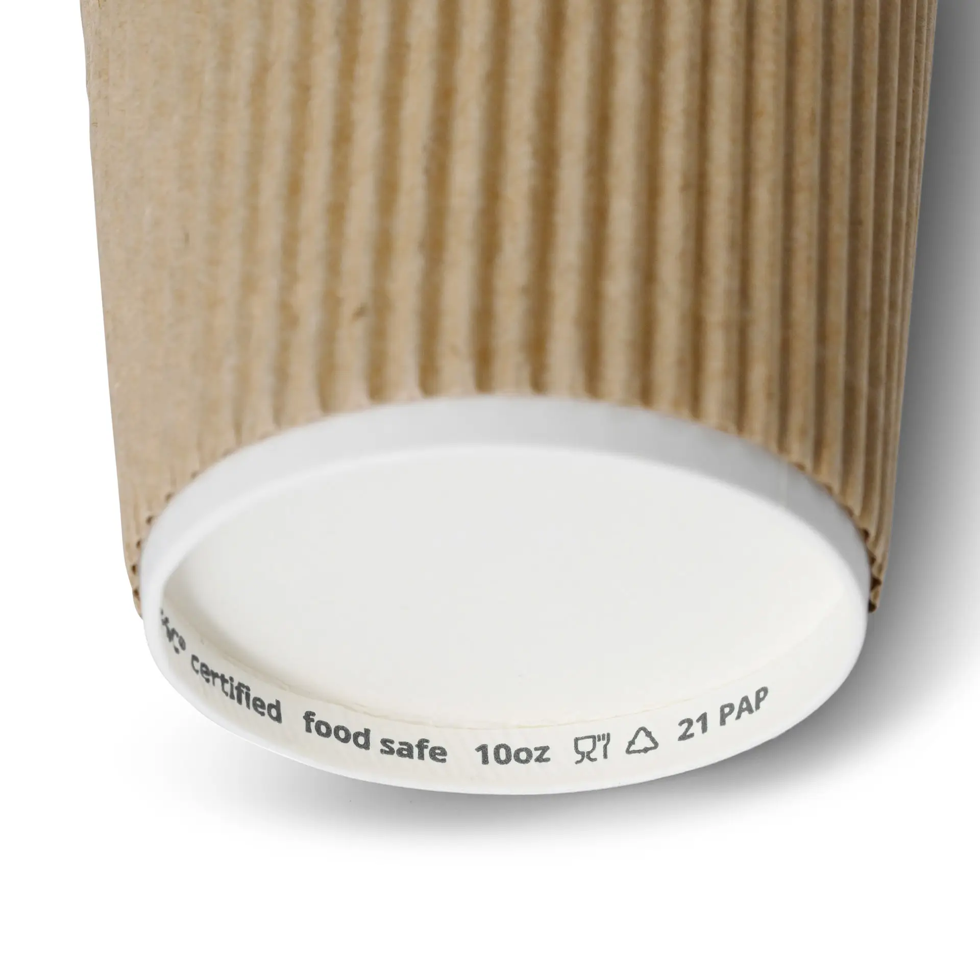 Koffiebekers to go van karton (gecoat) / Ribbelbekers 250 ml / 10 oz, Ø 80 mm, bruin, binnenkant wit con10025-01-0-riffelbecher-beschichtet-coffee-to-go-becher-250-ml-10-oz-90-mm-braun-innen-weiss-4