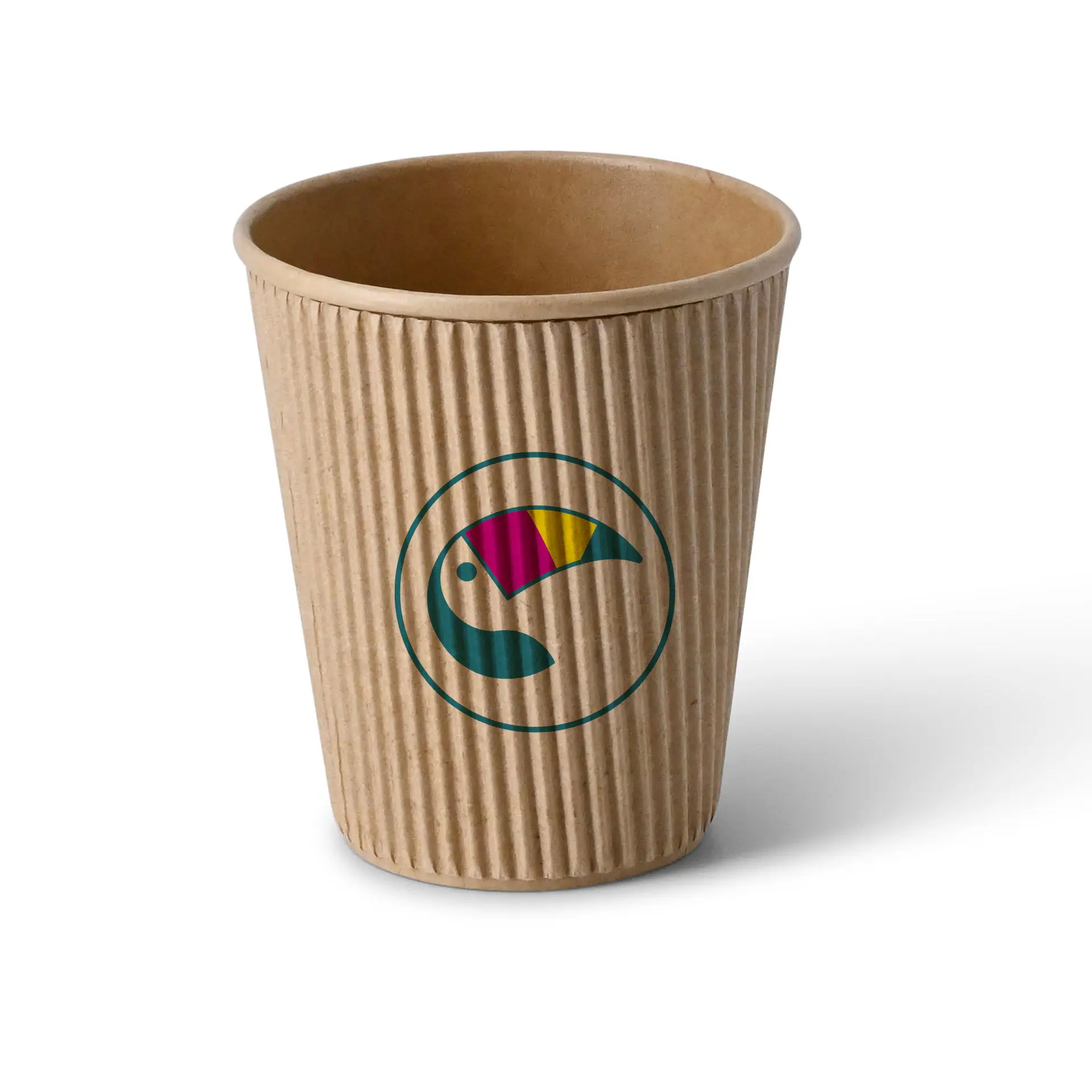 Ribbelbeker bedrukken, 250 ml / 10 oz, bruin, PLA-gecoat